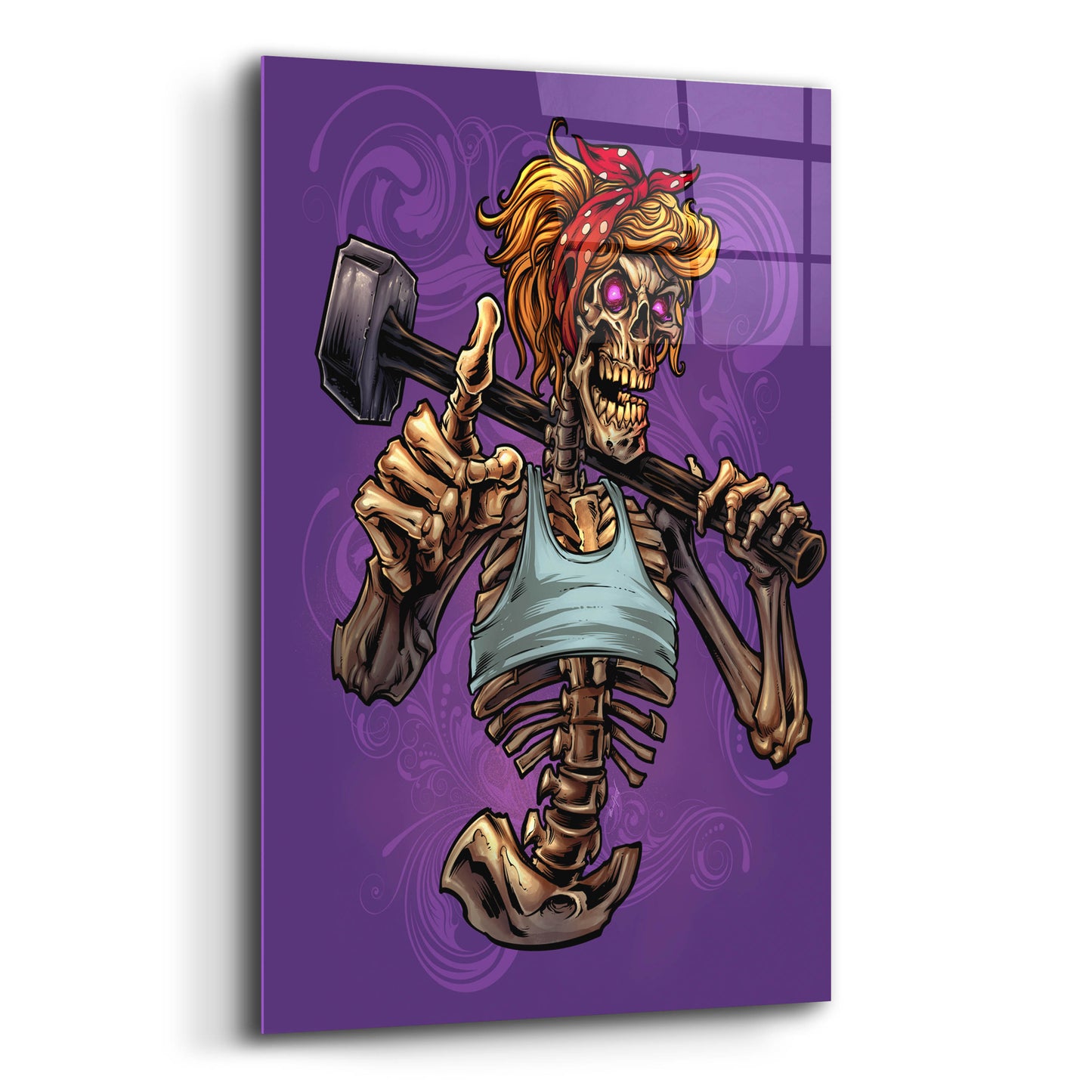 Epic Art 'Sledgehammer Skeleton Female' by Flyland Designs, Acrylic Glass Wall Art,12x16