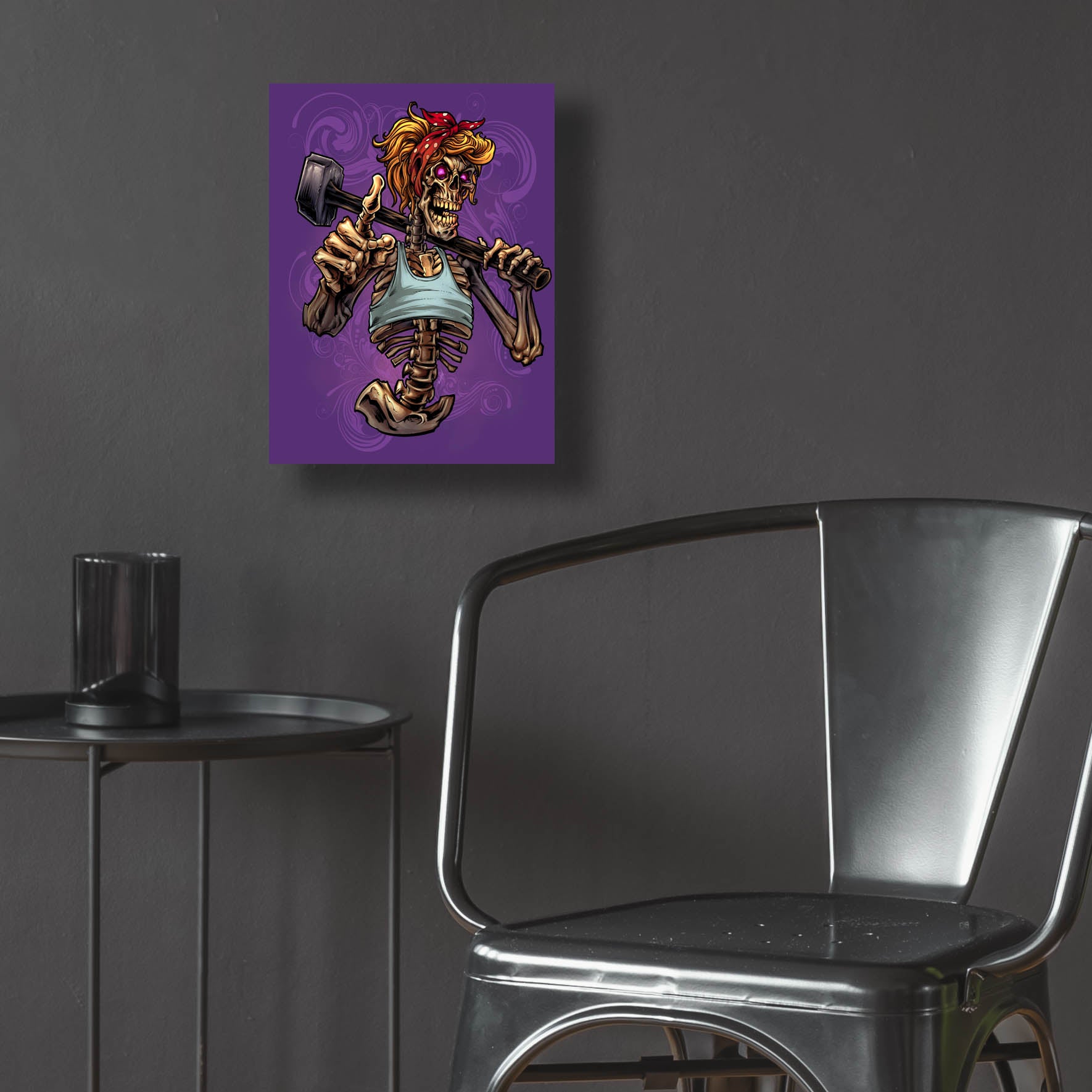 Epic Art 'Sledgehammer Skeleton Female' by Flyland Designs, Acrylic Glass Wall Art,12x16