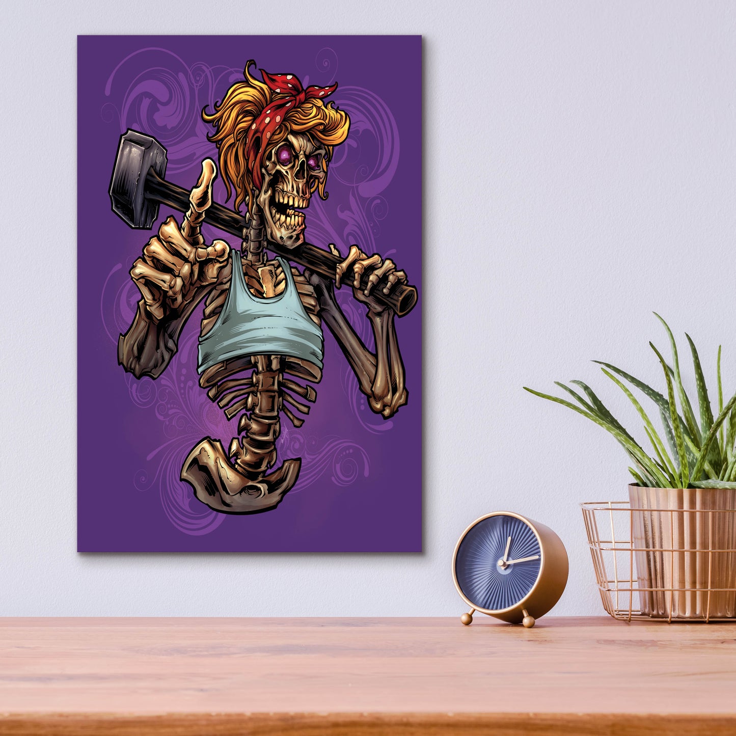 Epic Art 'Sledgehammer Skeleton Female' by Flyland Designs, Acrylic Glass Wall Art,12x16