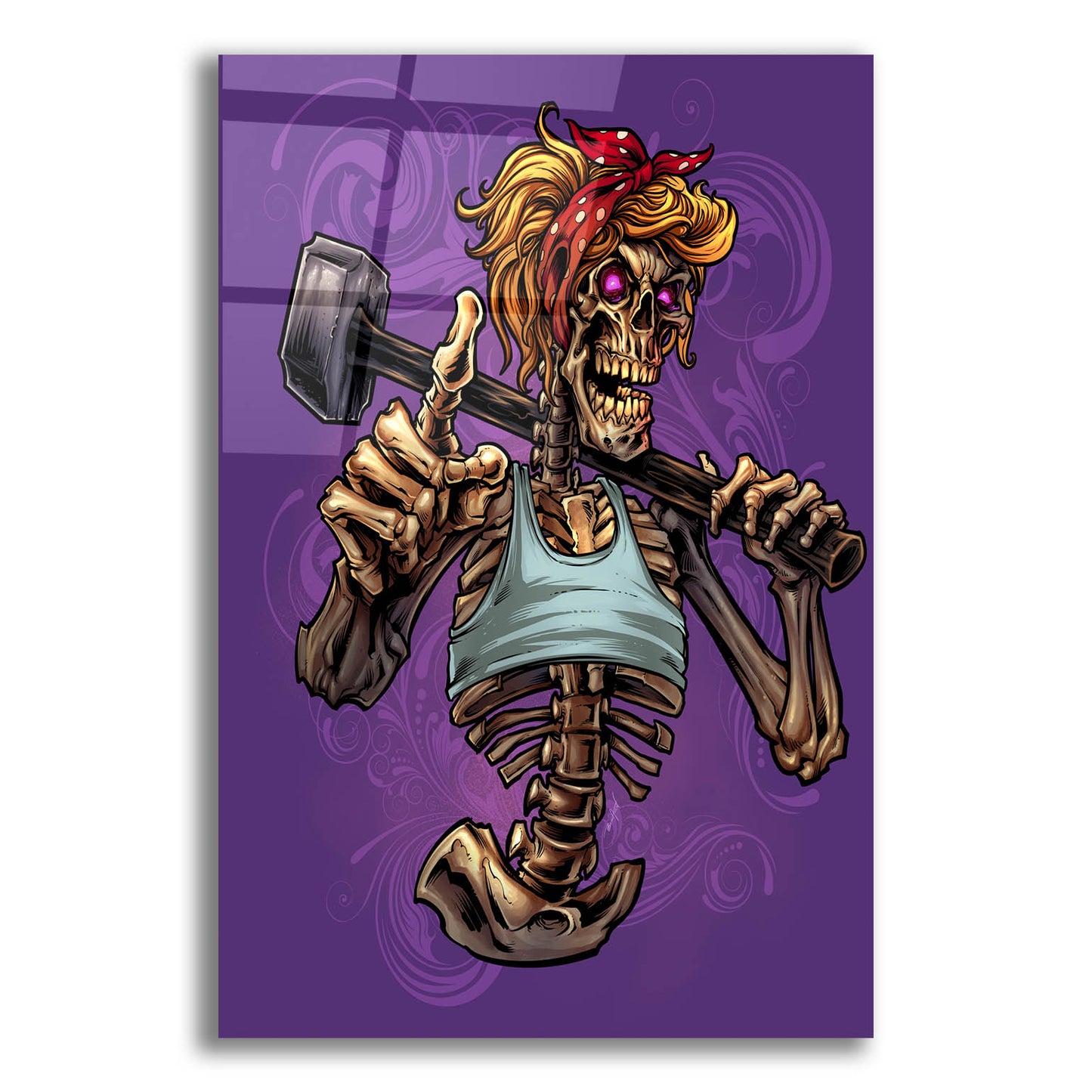 Epic Art 'Sledgehammer Skeleton Female' by Flyland Designs, Acrylic Glass Wall Art,12x16