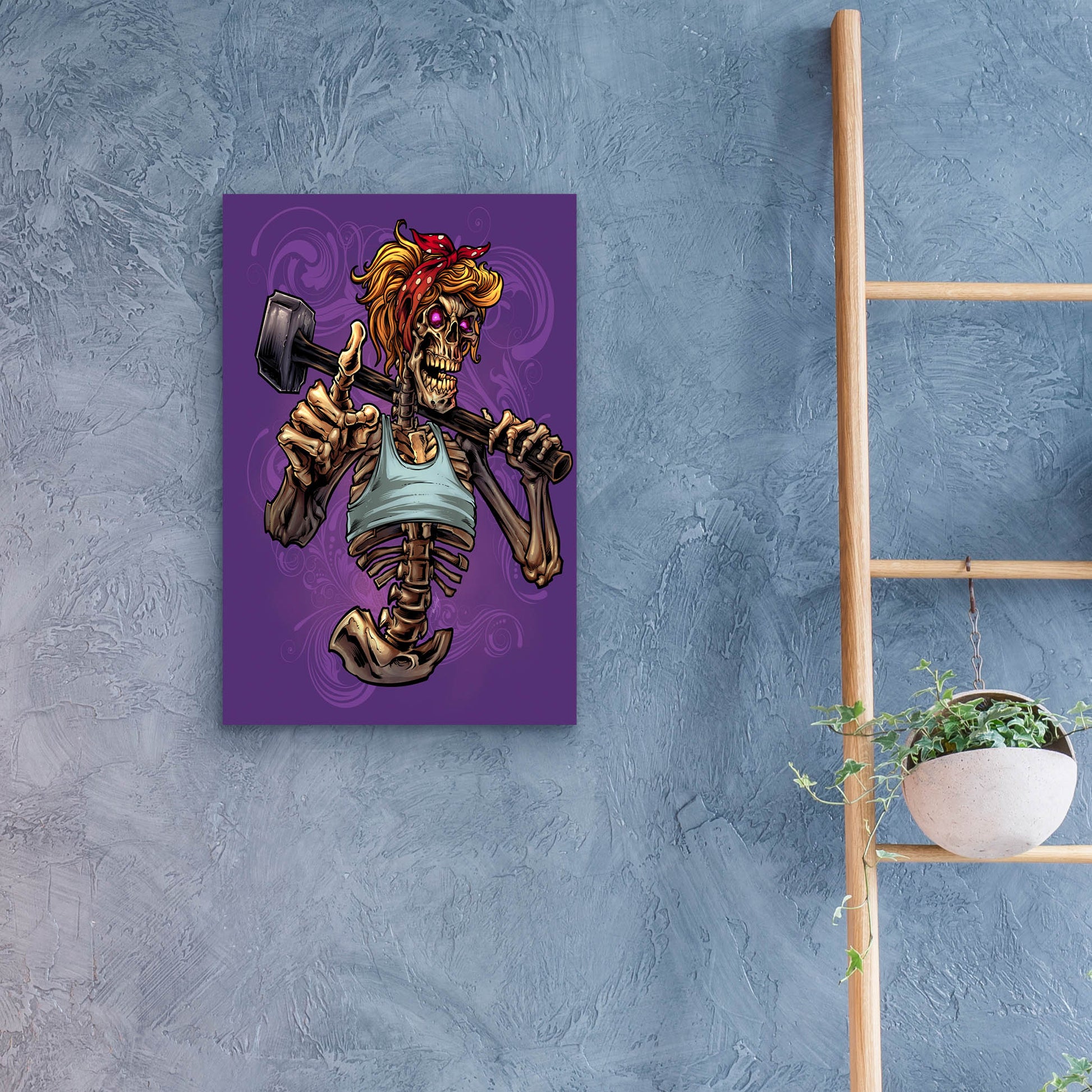 Epic Art 'Sledgehammer Skeleton Female' by Flyland Designs, Acrylic Glass Wall Art,16x24