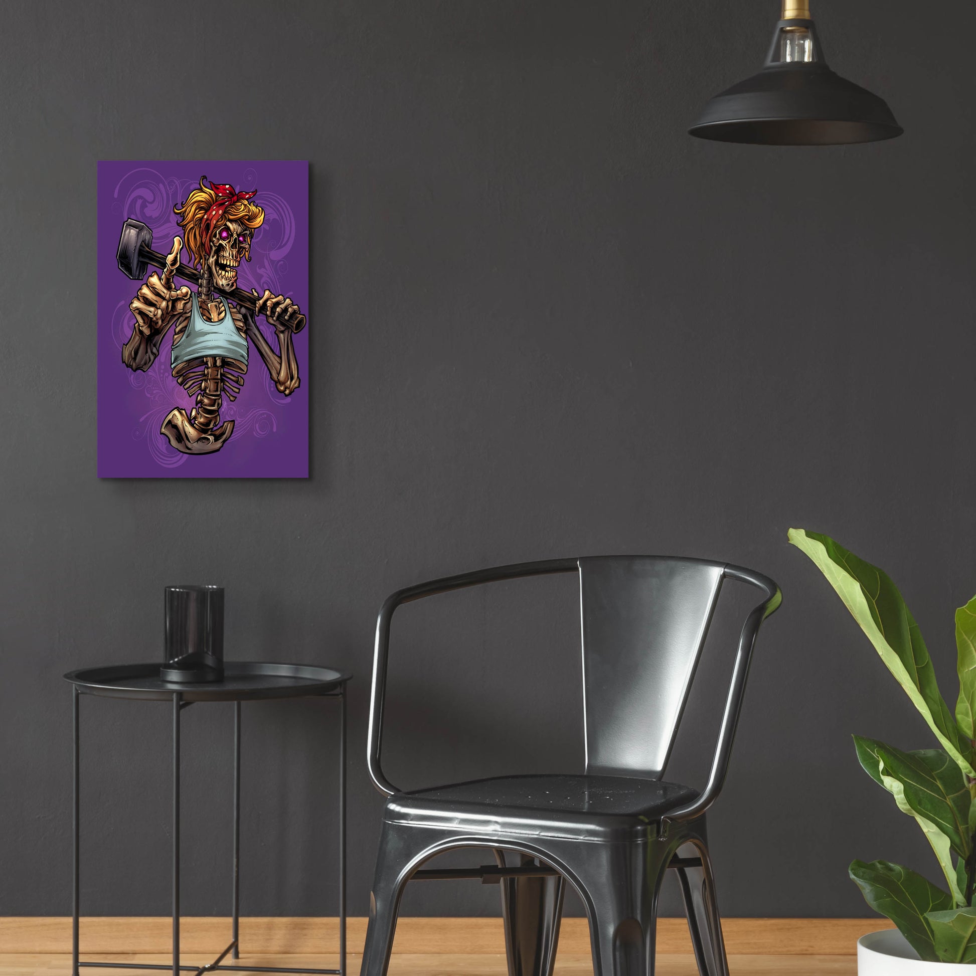 Epic Art 'Sledgehammer Skeleton Female' by Flyland Designs, Acrylic Glass Wall Art,16x24