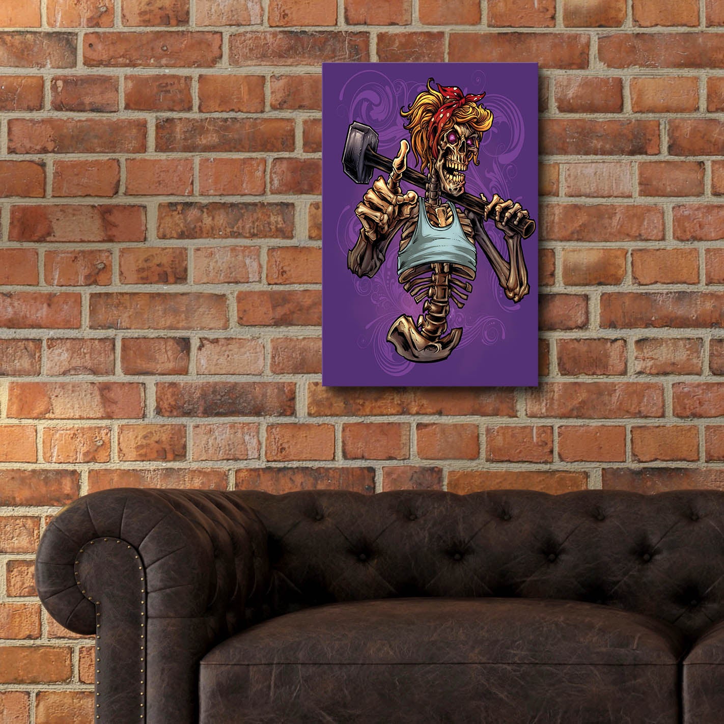 Epic Art 'Sledgehammer Skeleton Female' by Flyland Designs, Acrylic Glass Wall Art,16x24