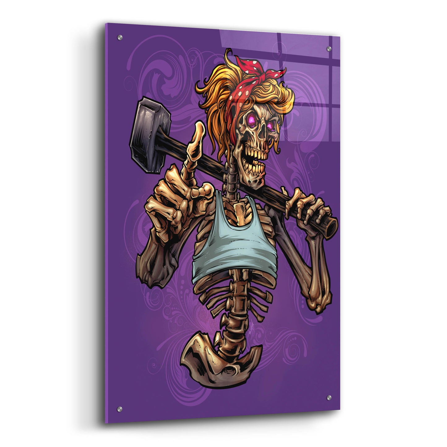 Epic Art 'Sledgehammer Skeleton Female' by Flyland Designs, Acrylic Glass Wall Art,24x36