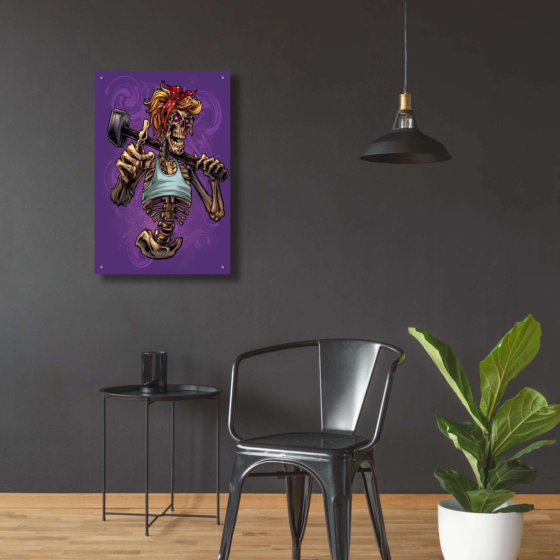 Epic Art 'Sledgehammer Skeleton Female' by Flyland Designs, Acrylic Glass Wall Art,24x36