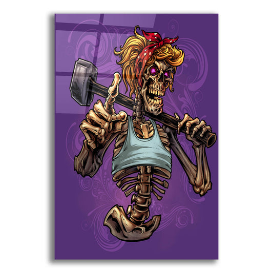 Epic Art 'Sledgehammer Skeleton Female' by Flyland Designs, Acrylic Glass Wall Art