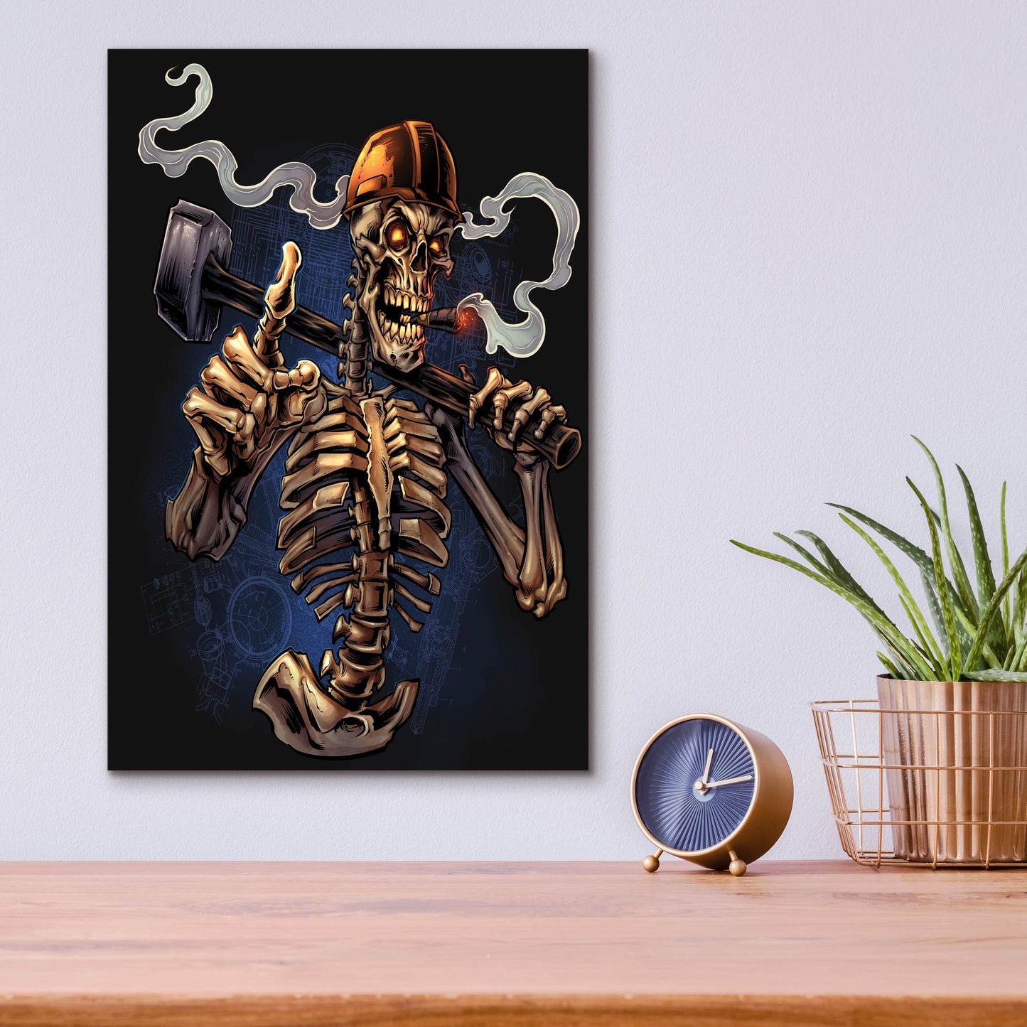 Epic Art 'Sledgehammer Skeleton Licensing' by Flyland Designs, Acrylic Glass Wall Art,12x16