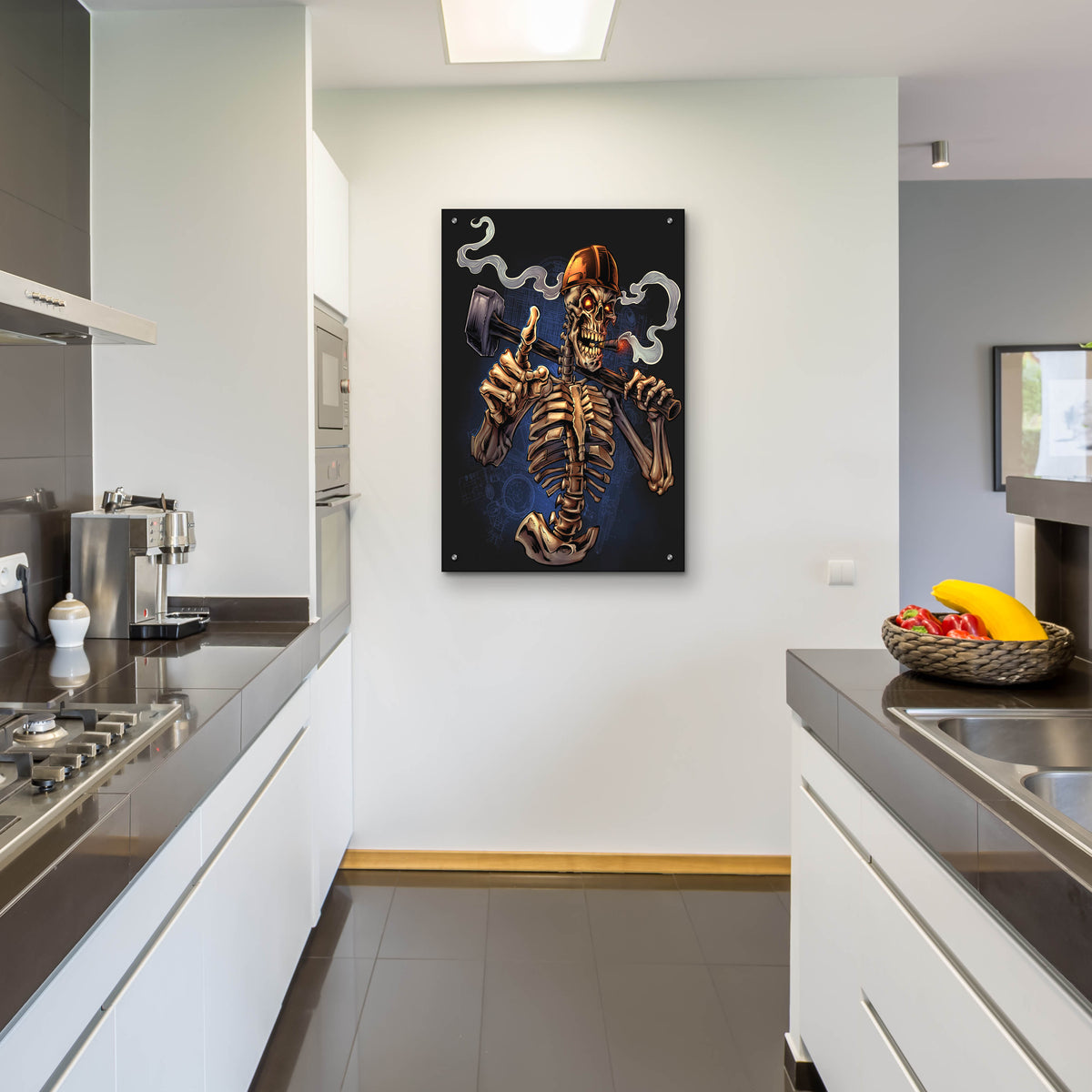Epic Art 'Sledgehammer Skeleton Licensing' by Flyland Designs, Acrylic Glass Wall Art,24x36