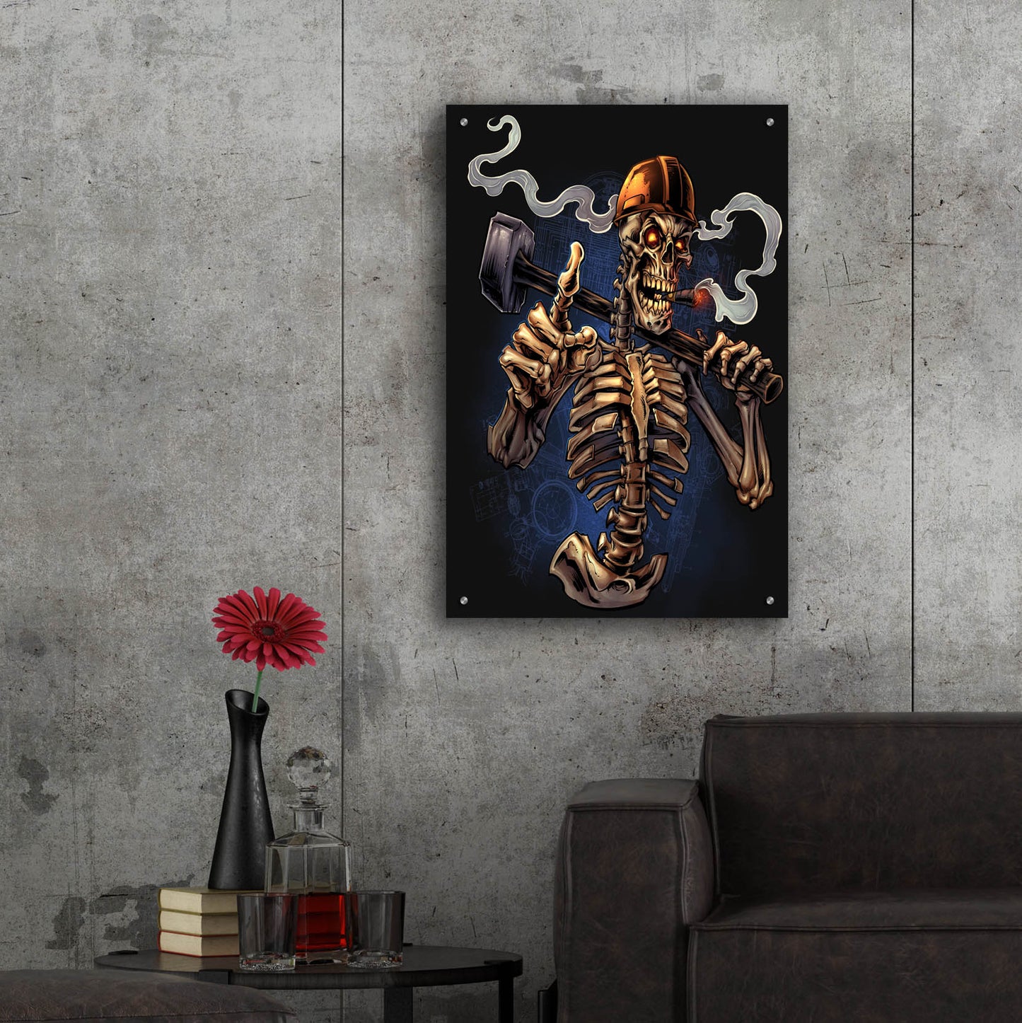 Epic Art 'Sledgehammer Skeleton Licensing' by Flyland Designs, Acrylic Glass Wall Art,24x36