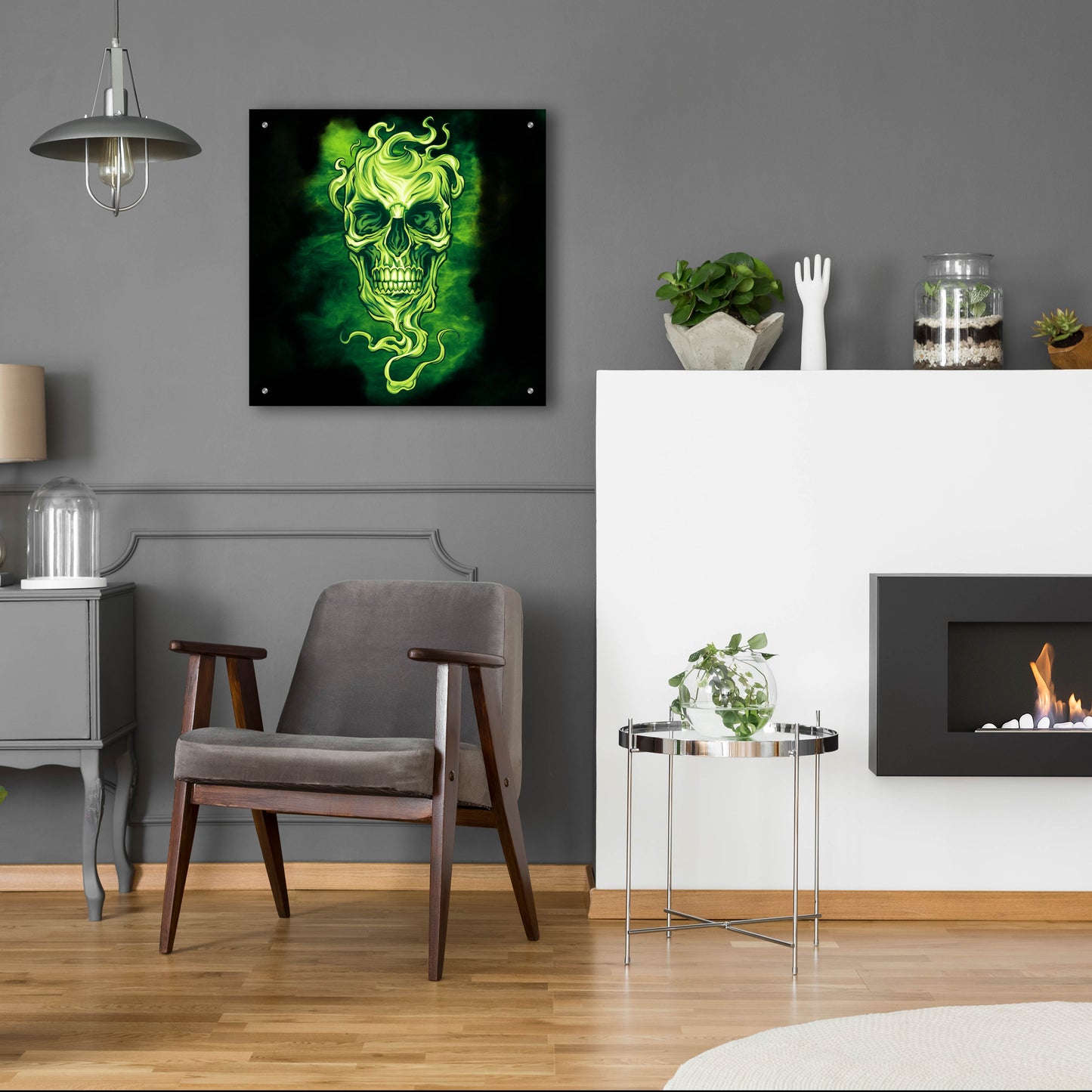 Epic Art 'Smoky Skull' by Flyland Designs, Acrylic Glass Wall Art,24x24