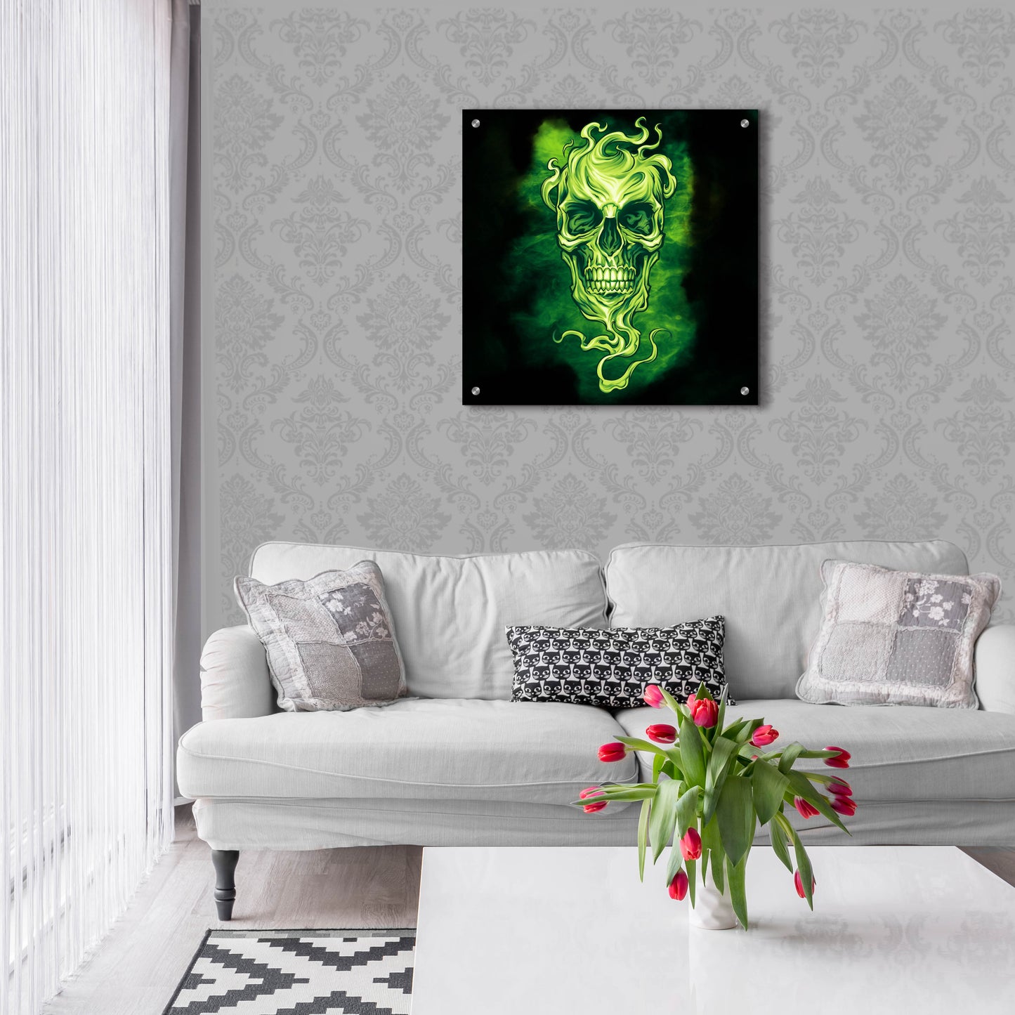 Epic Art 'Smoky Skull' by Flyland Designs, Acrylic Glass Wall Art,24x24