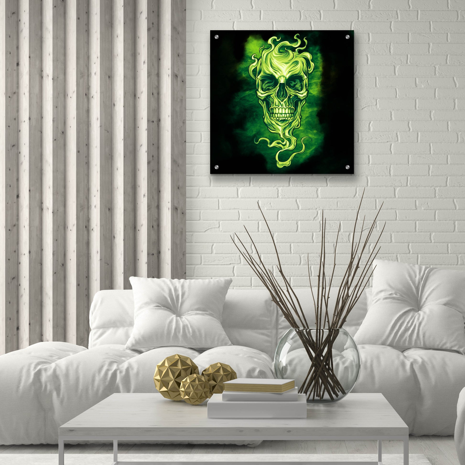 Epic Art 'Smoky Skull' by Flyland Designs, Acrylic Glass Wall Art,24x24