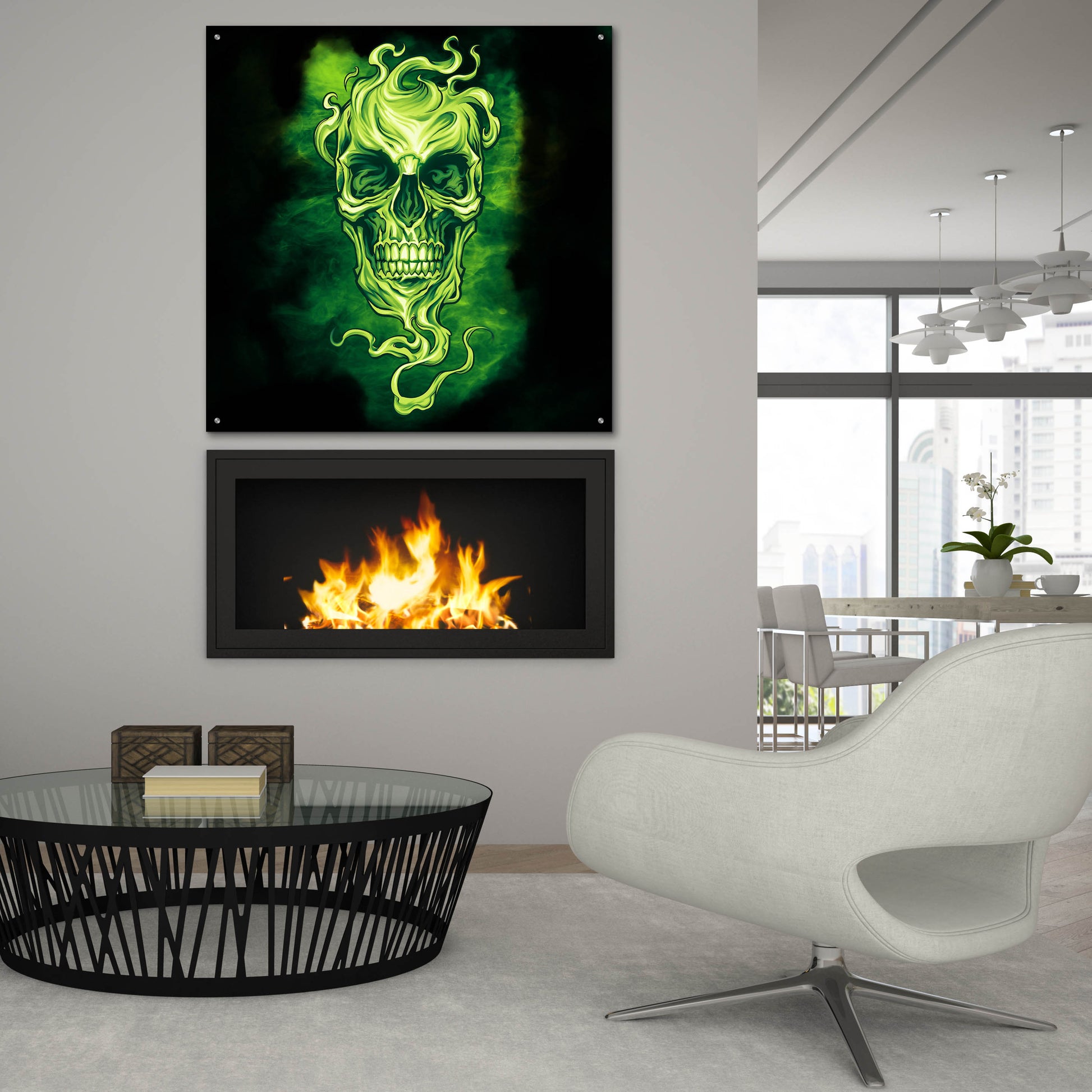 Epic Art 'Smoky Skull' by Flyland Designs, Acrylic Glass Wall Art,36x36