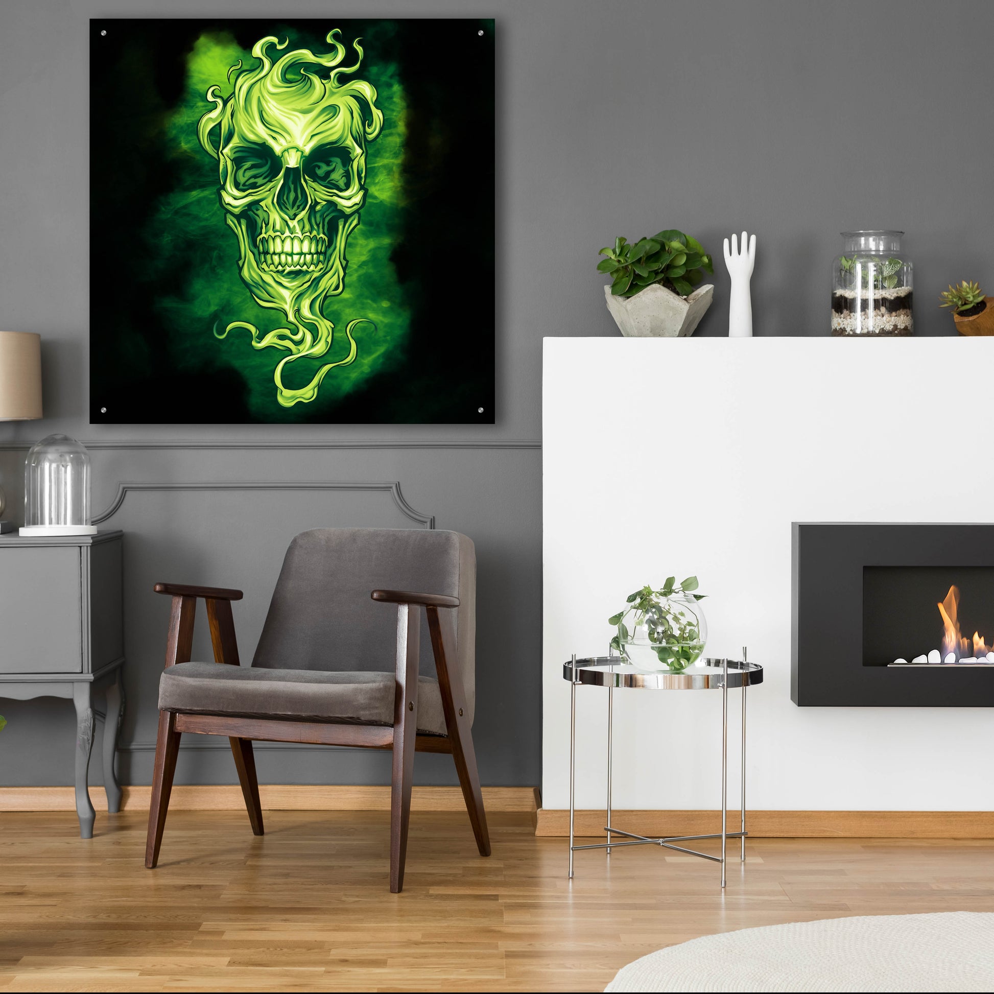 Epic Art 'Smoky Skull' by Flyland Designs, Acrylic Glass Wall Art,36x36