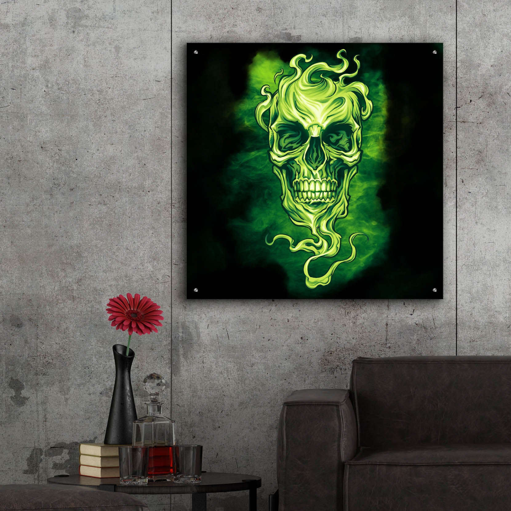 Epic Art 'Smoky Skull' by Flyland Designs, Acrylic Glass Wall Art,36x36