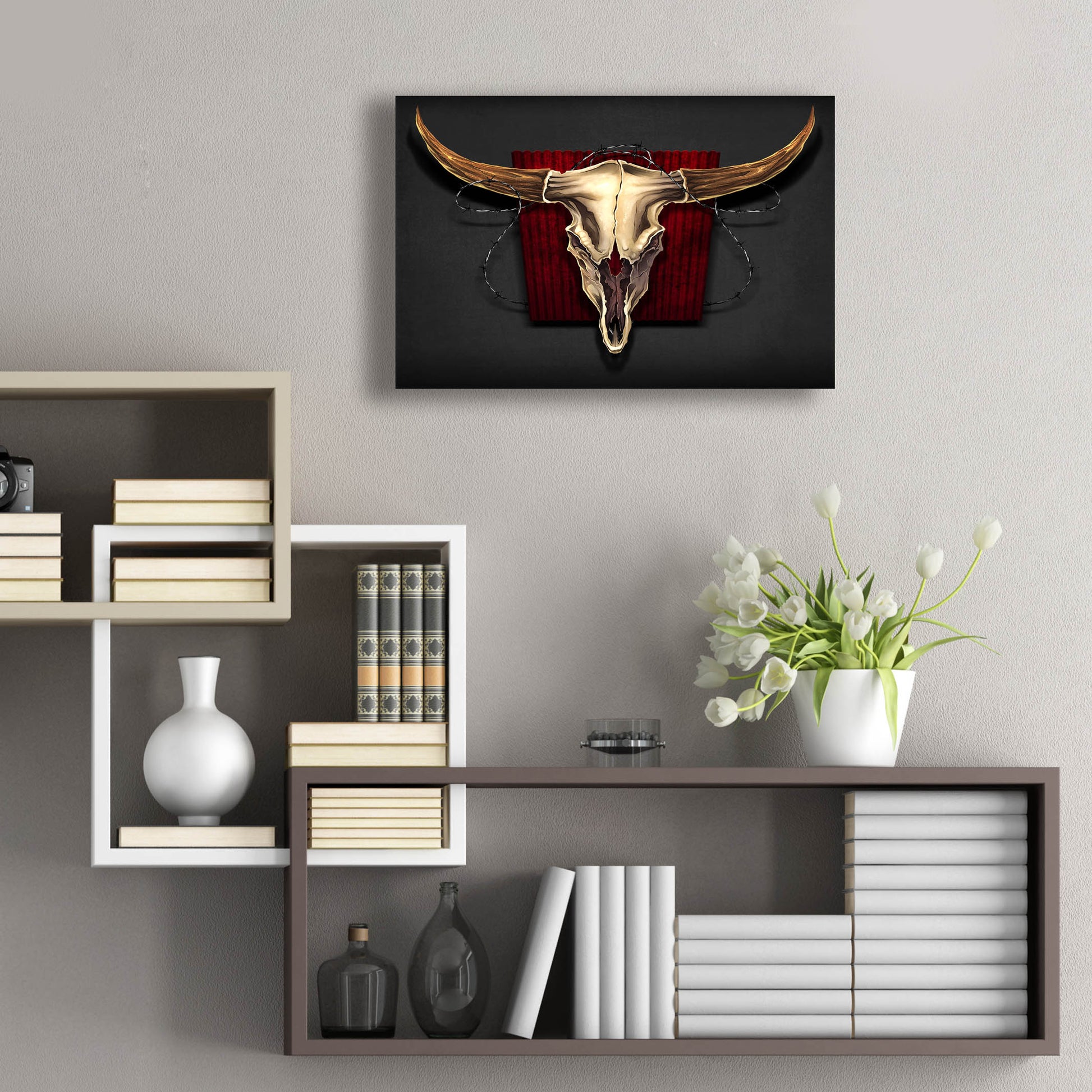 Epic Art 'Steer Skull 01' by Flyland Designs, Acrylic Glass Wall Art,24x16