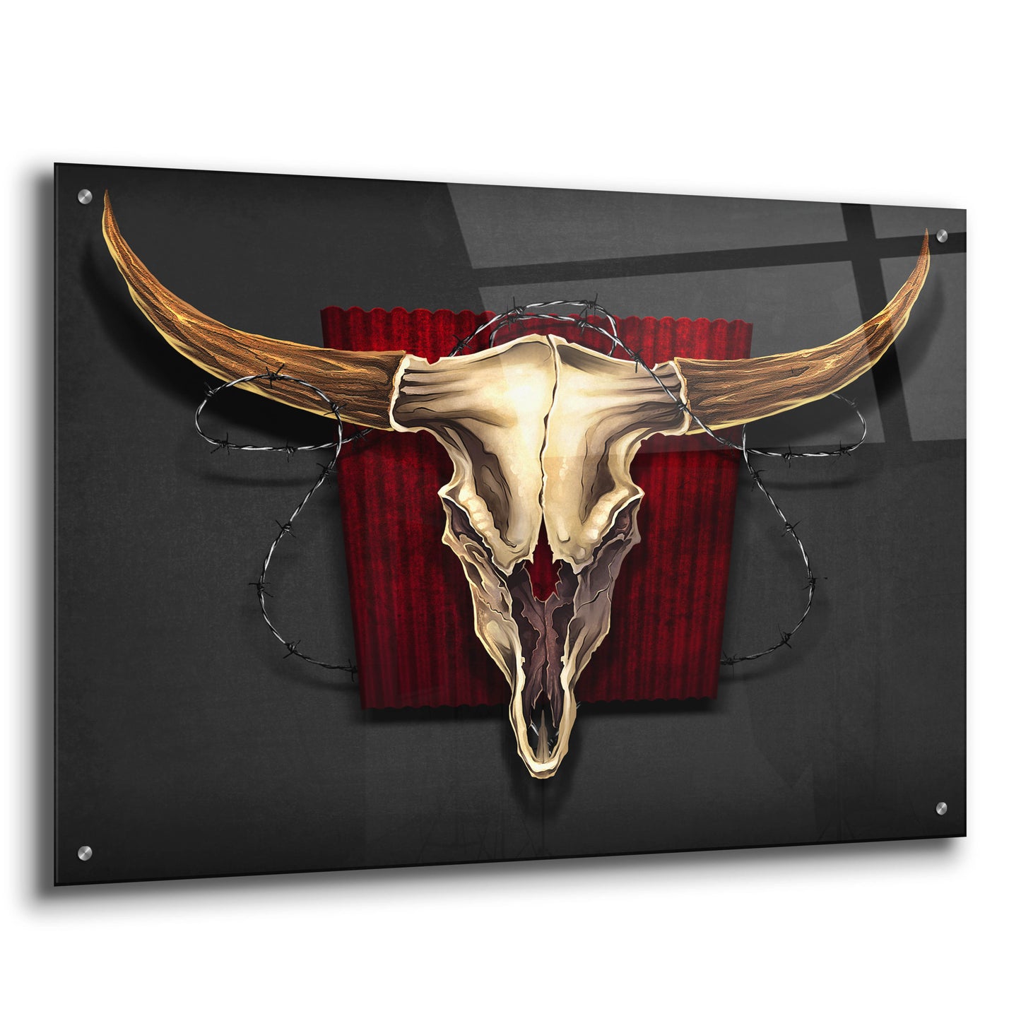 Epic Art 'Steer Skull 01' by Flyland Designs, Acrylic Glass Wall Art,36x24