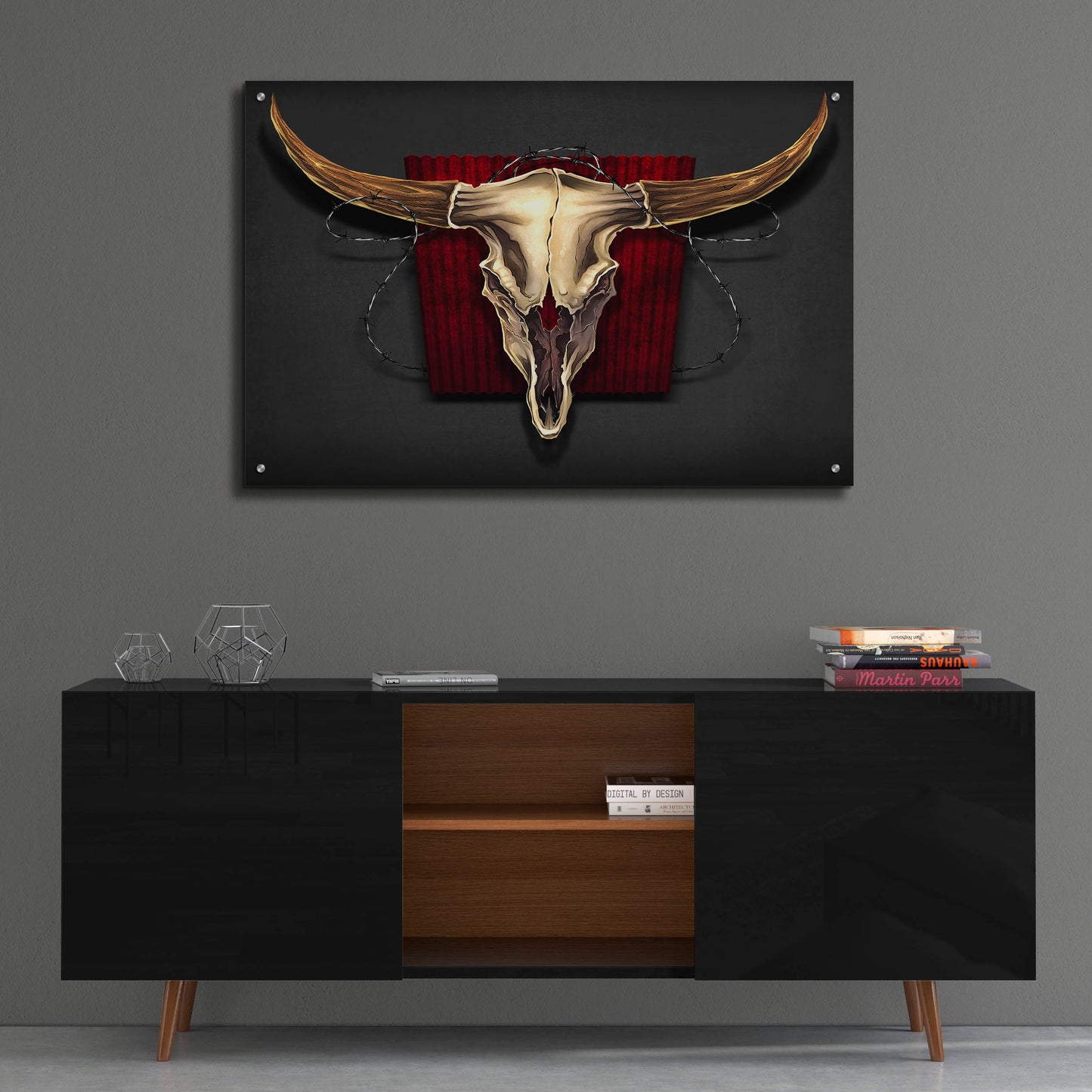 Epic Art 'Steer Skull 01' by Flyland Designs, Acrylic Glass Wall Art,36x24