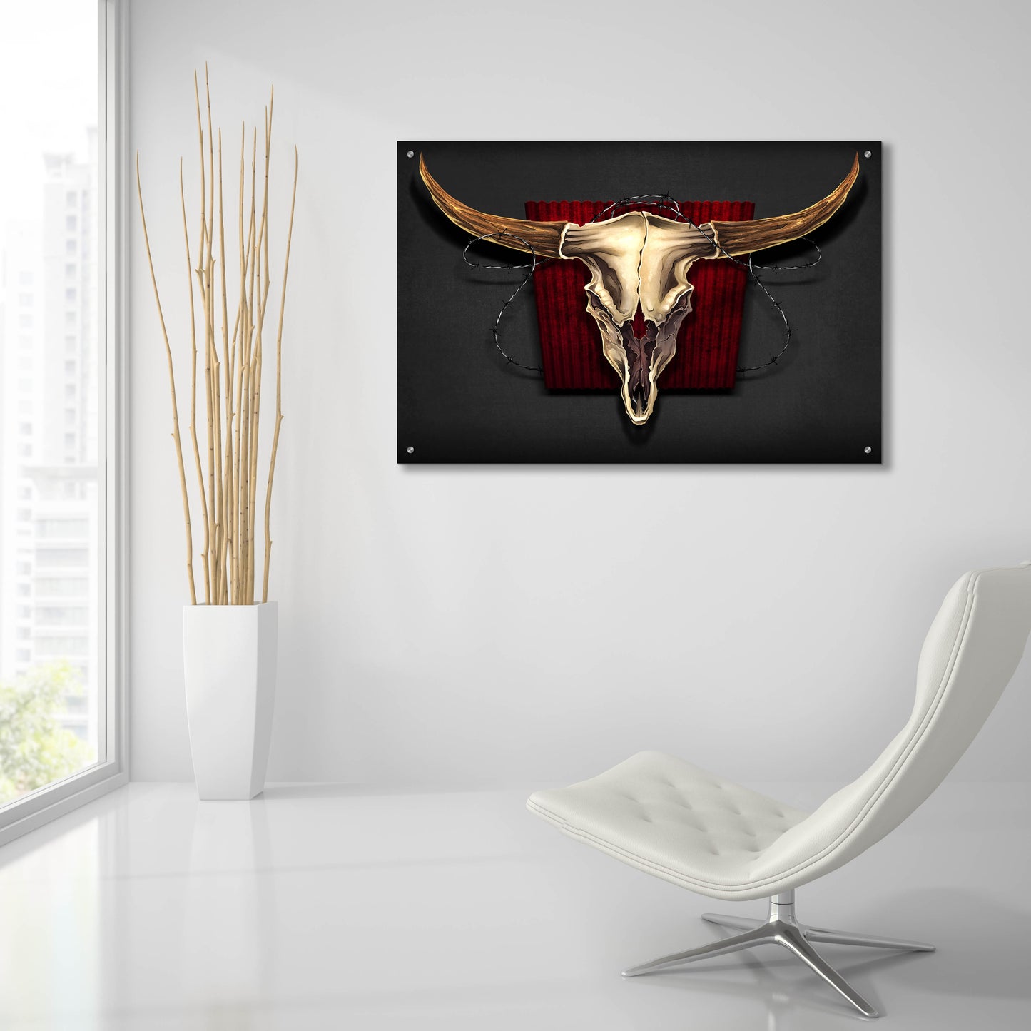 Epic Art 'Steer Skull 01' by Flyland Designs, Acrylic Glass Wall Art,36x24