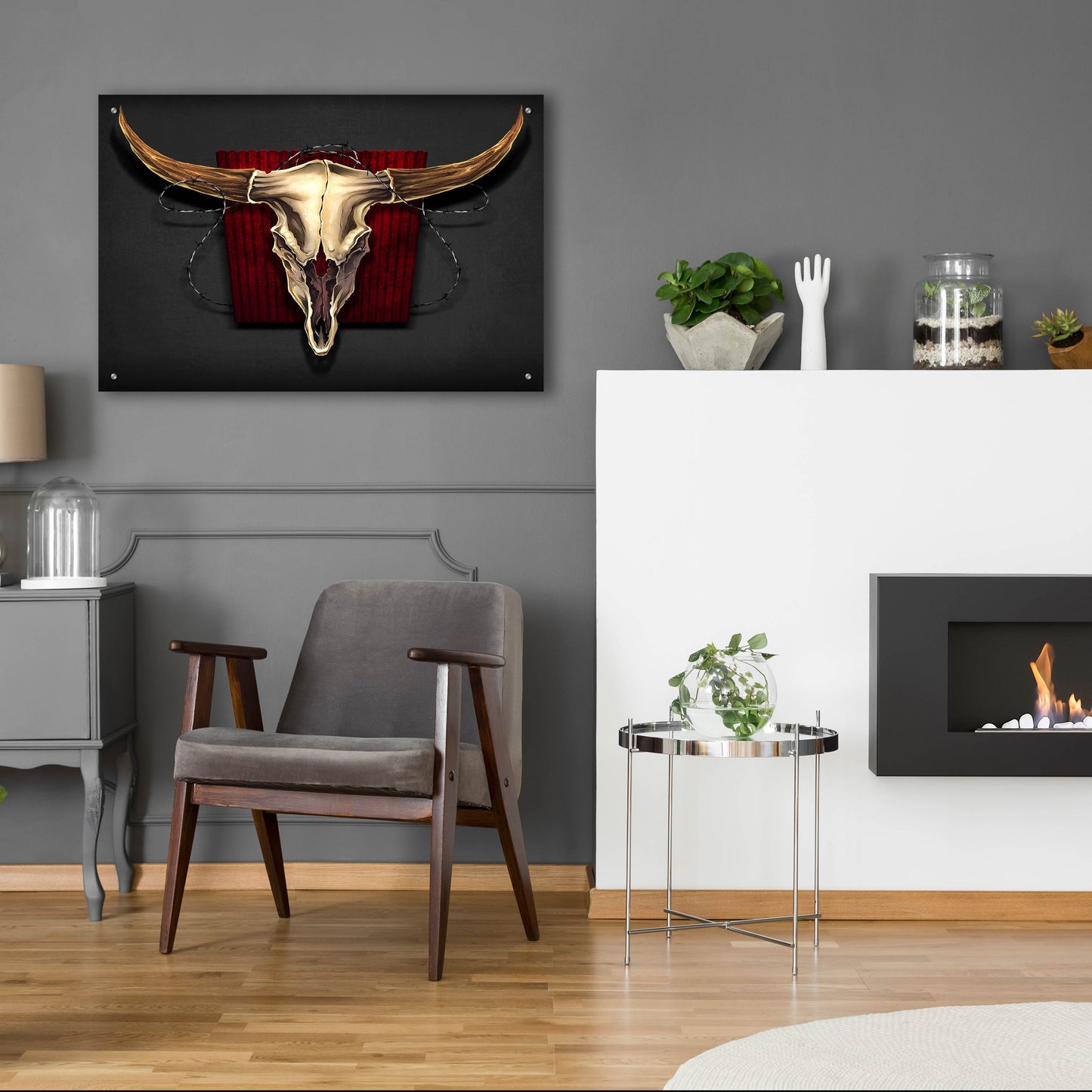 Epic Art 'Steer Skull 01' by Flyland Designs, Acrylic Glass Wall Art,36x24