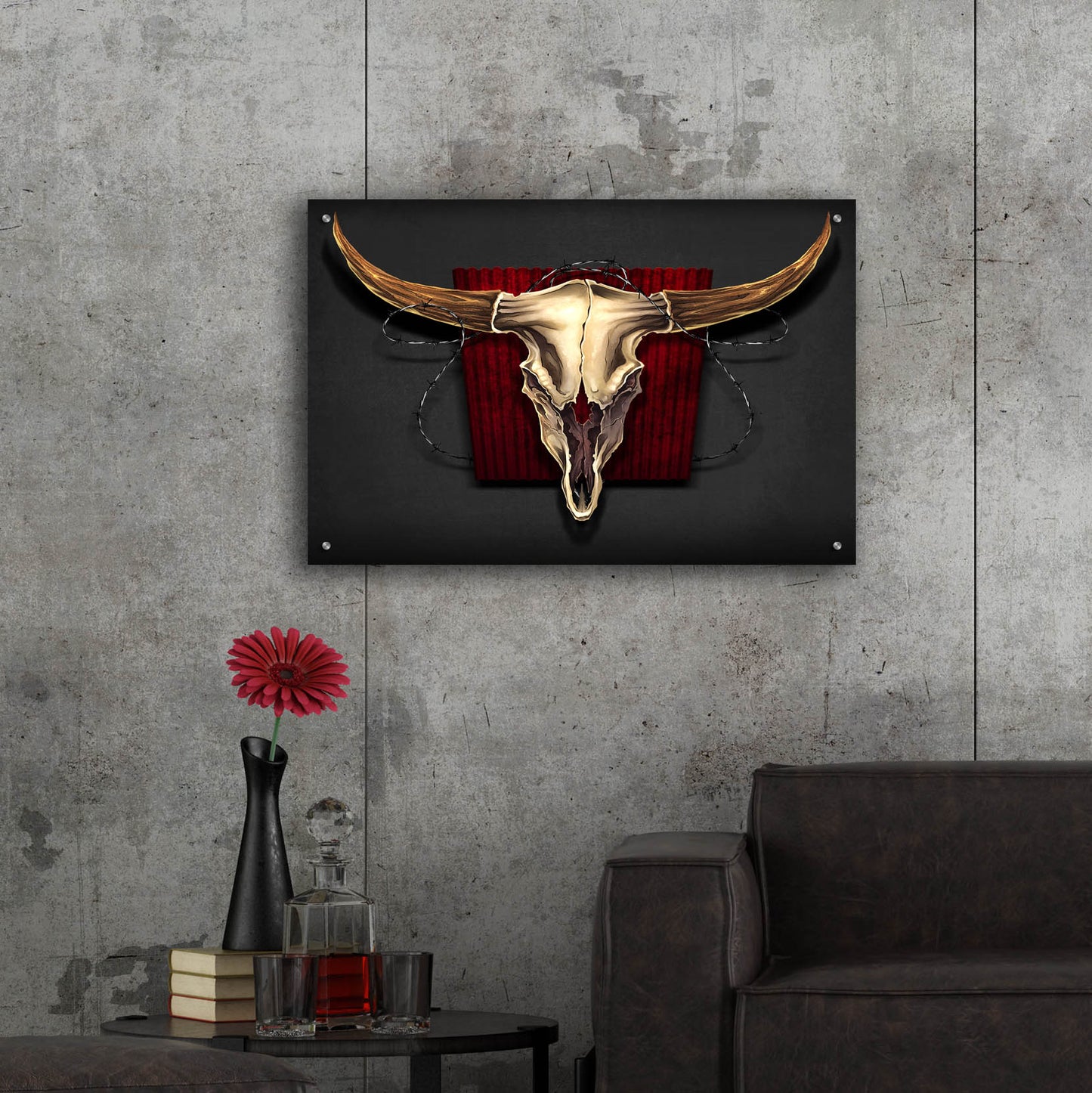 Epic Art 'Steer Skull 01' by Flyland Designs, Acrylic Glass Wall Art,36x24