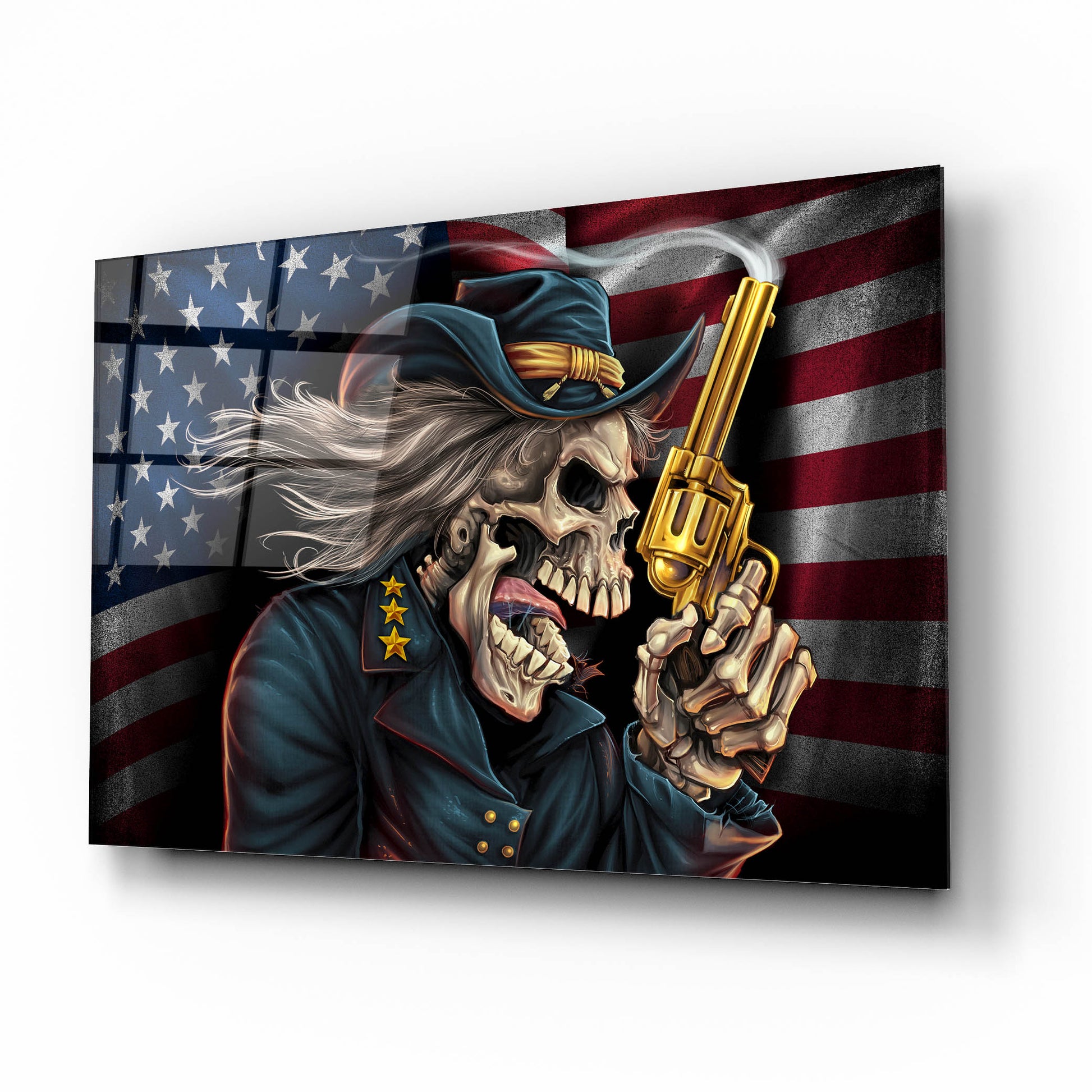 Epic Art 'Yankee Skull General' by Flyland Designs, Acrylic Glass Wall Art,16x12