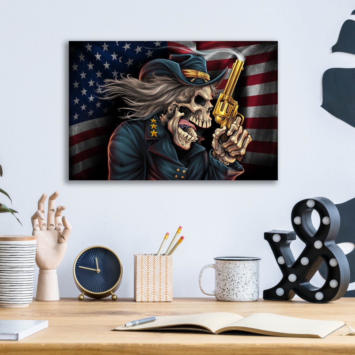 Epic Art 'Yankee Skull General' by Flyland Designs, Acrylic Glass Wall Art,16x12