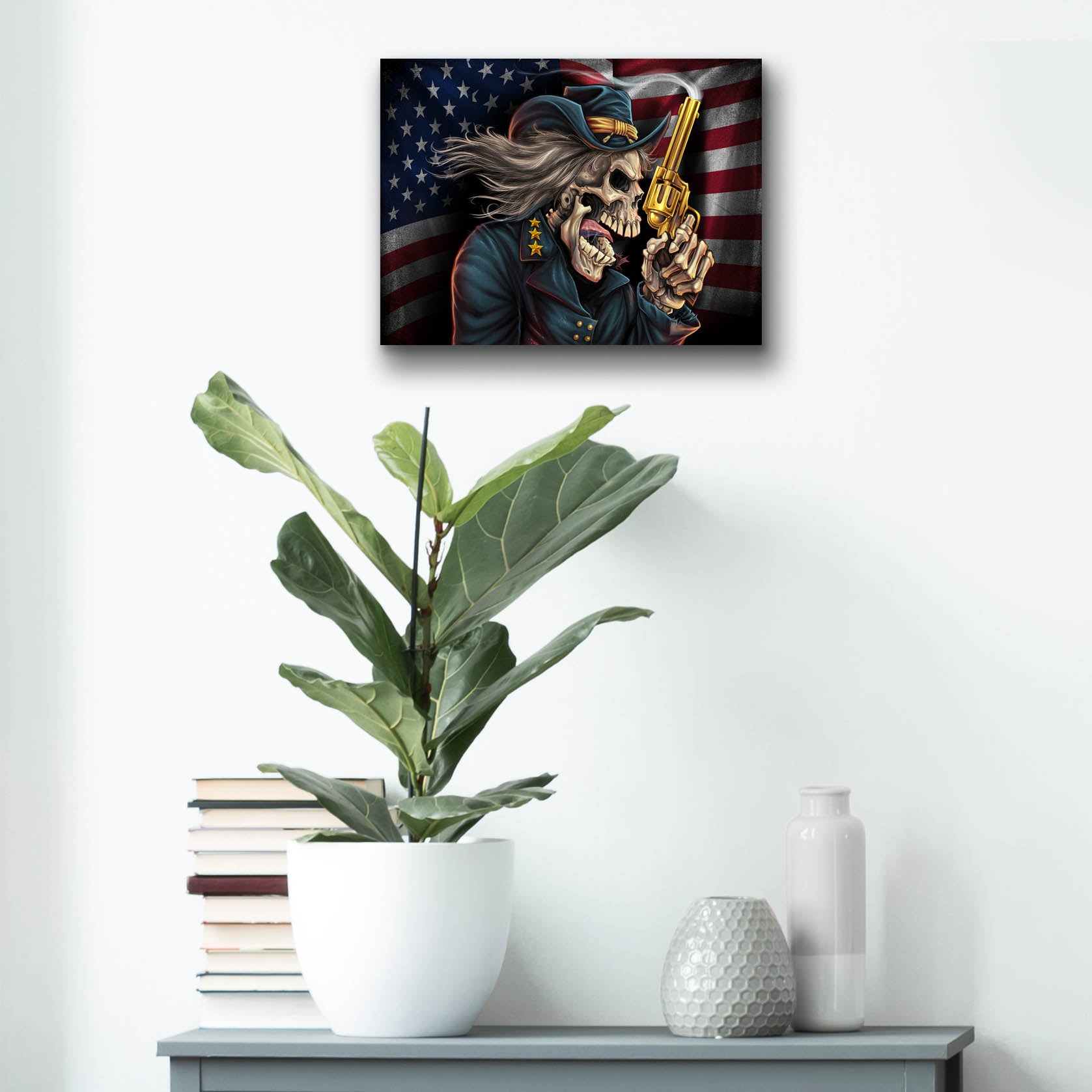 Epic Art 'Yankee Skull General' by Flyland Designs, Acrylic Glass Wall Art,16x12