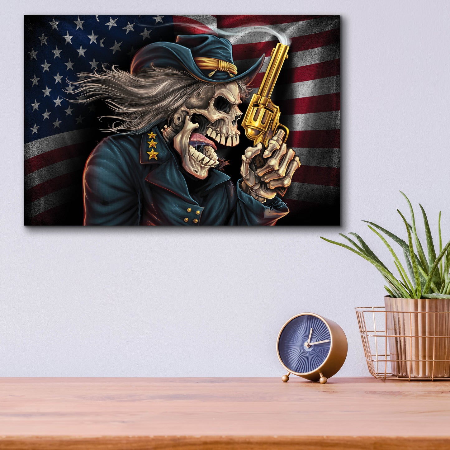 Epic Art 'Yankee Skull General' by Flyland Designs, Acrylic Glass Wall Art,16x12