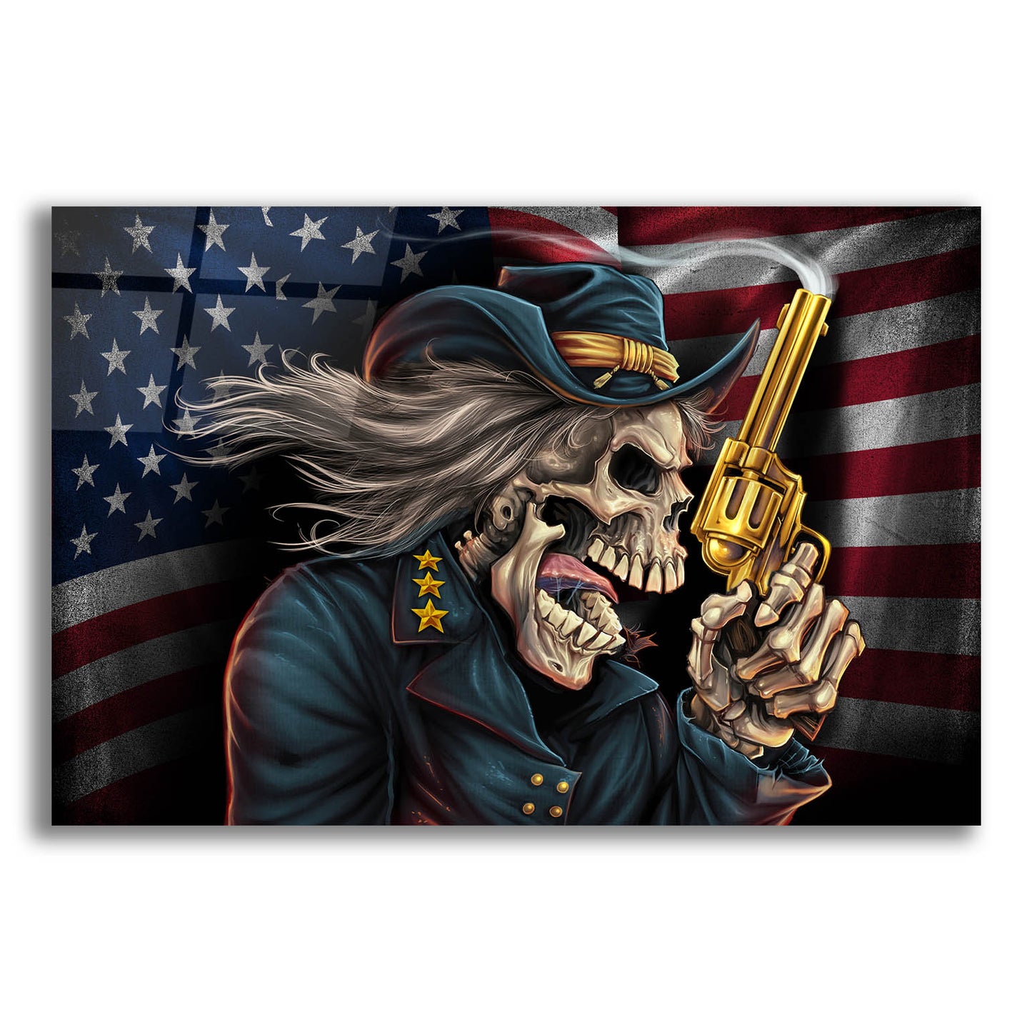 Epic Art 'Yankee Skull General' by Flyland Designs, Acrylic Glass Wall Art,16x12