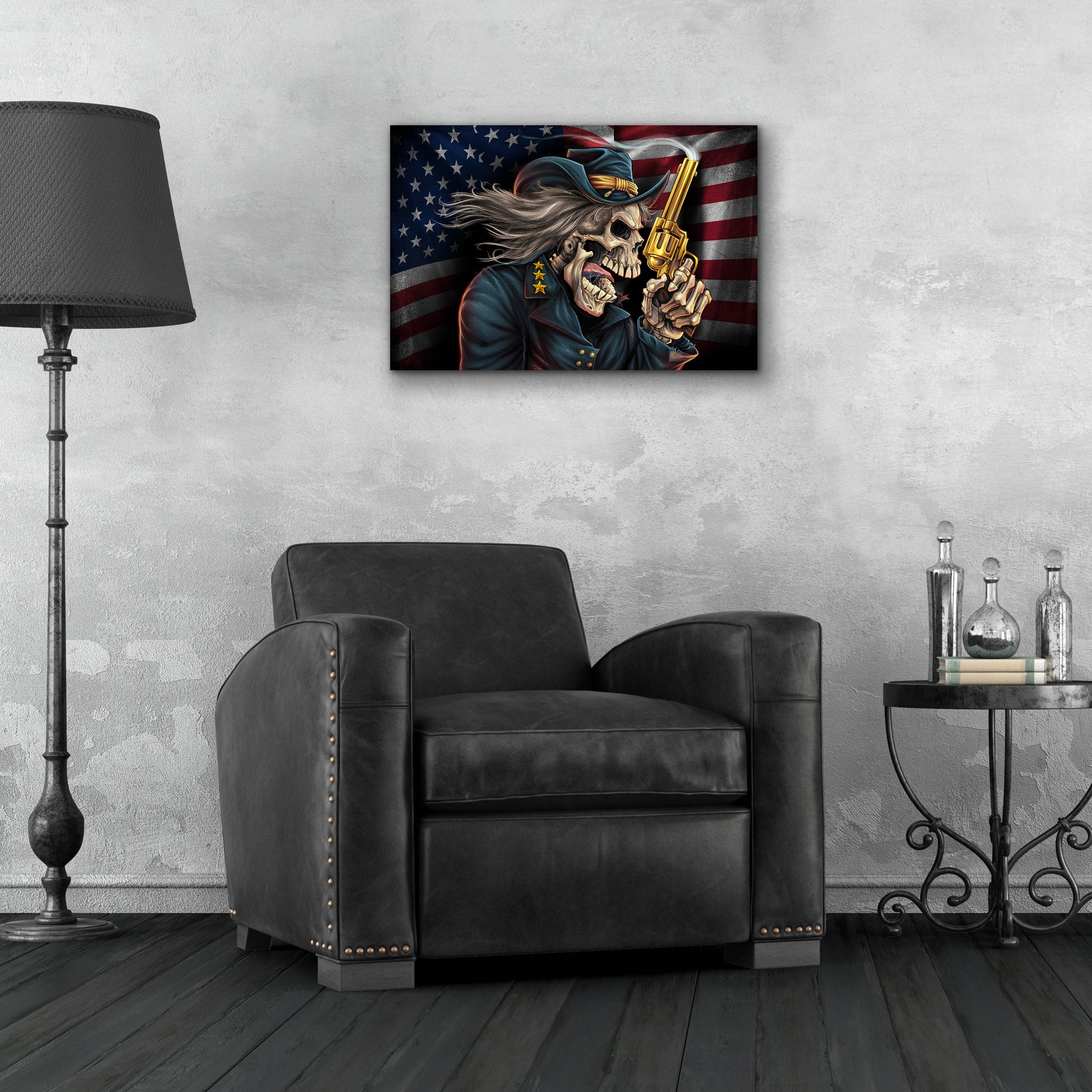 Epic Art 'Yankee Skull General' by Flyland Designs, Acrylic Glass Wall Art,24x16