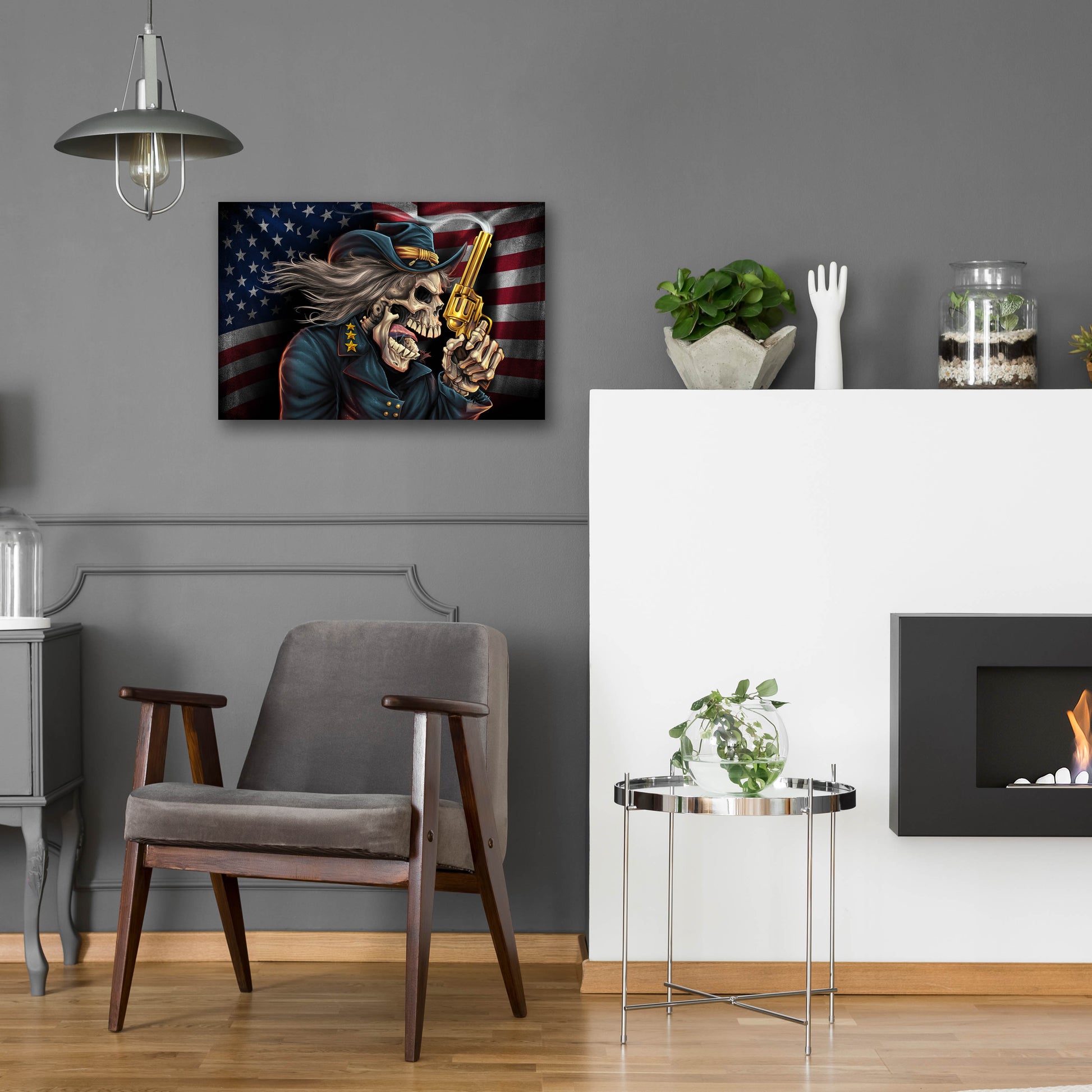 Epic Art 'Yankee Skull General' by Flyland Designs, Acrylic Glass Wall Art,24x16