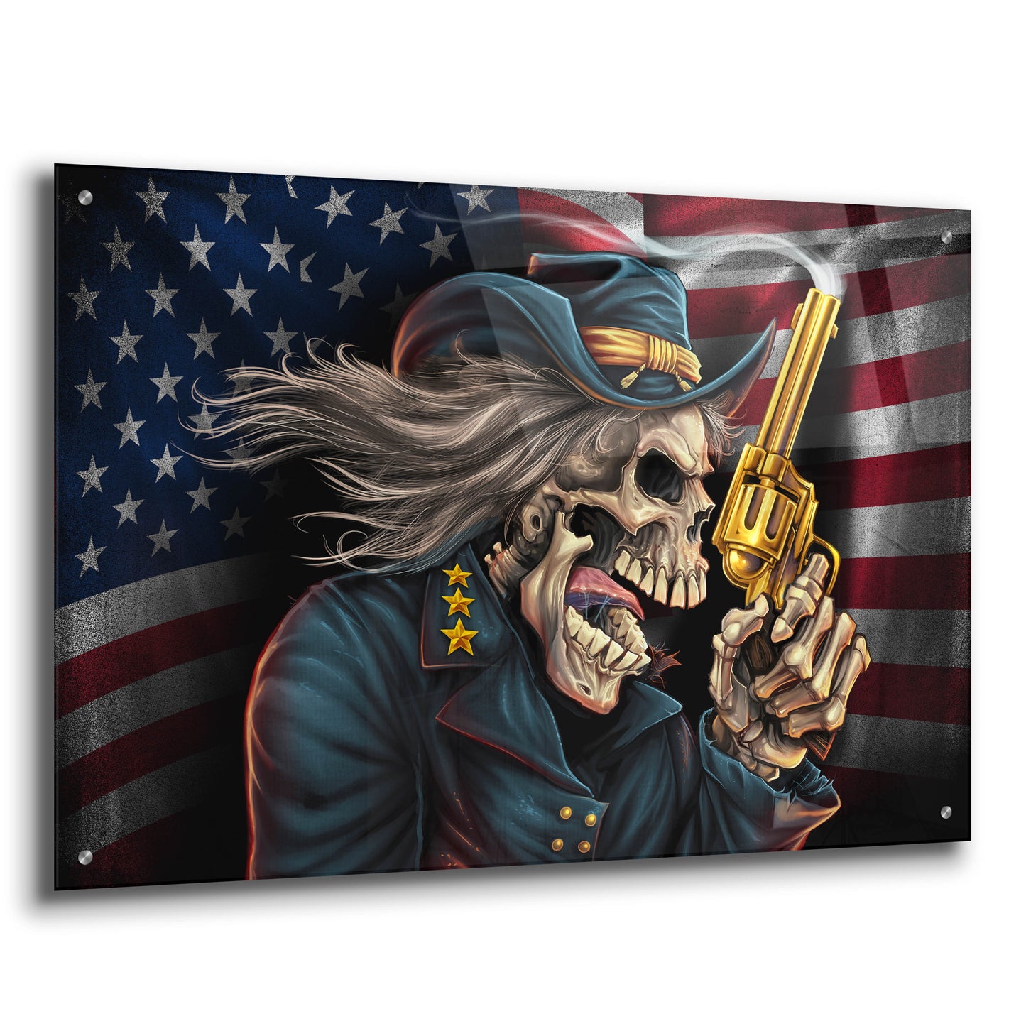 Epic Art 'Yankee Skull General' by Flyland Designs, Acrylic Glass Wall Art,36x24