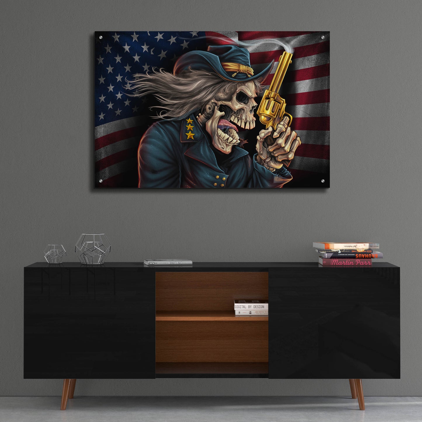 Epic Art 'Yankee Skull General' by Flyland Designs, Acrylic Glass Wall Art,36x24