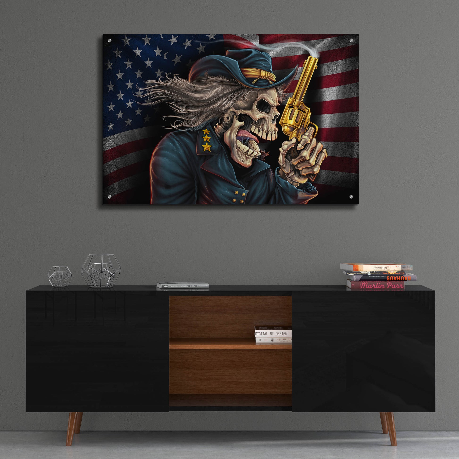 Epic Art 'Yankee Skull General' by Flyland Designs, Acrylic Glass Wall Art,36x24