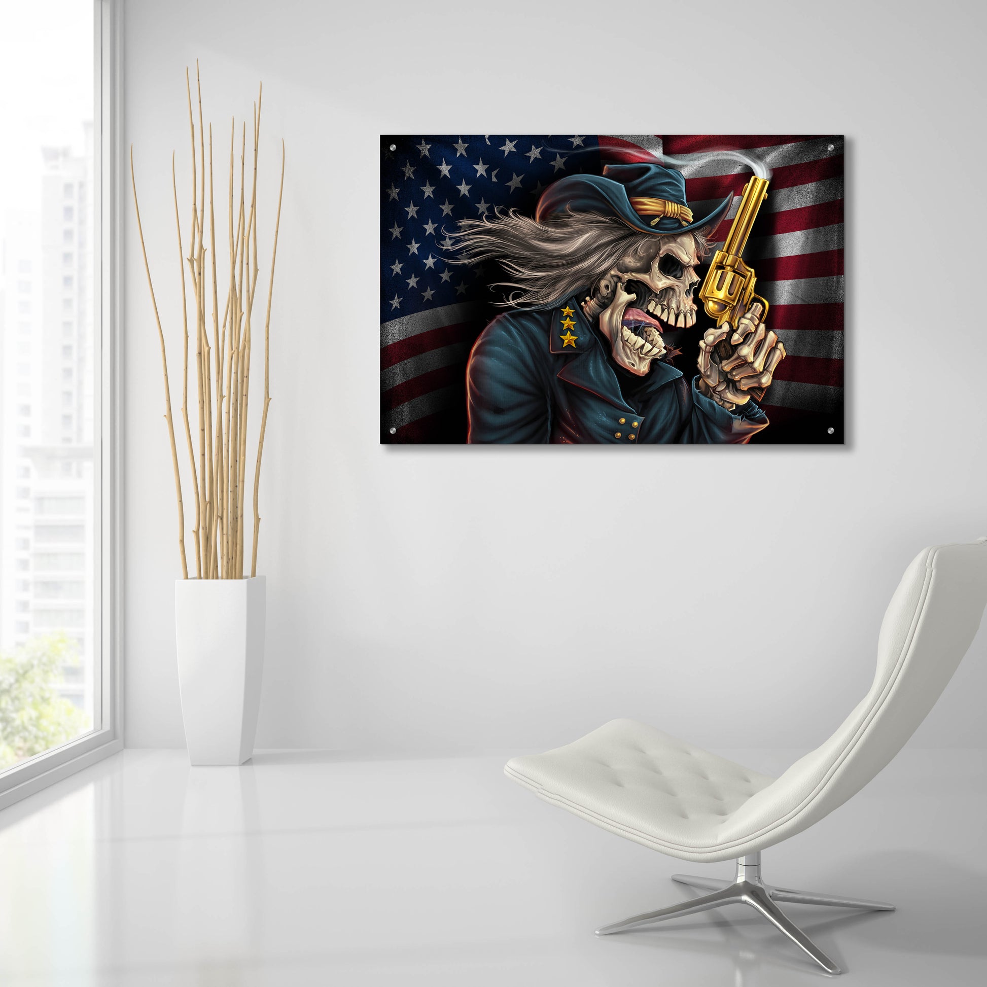 Epic Art 'Yankee Skull General' by Flyland Designs, Acrylic Glass Wall Art,36x24