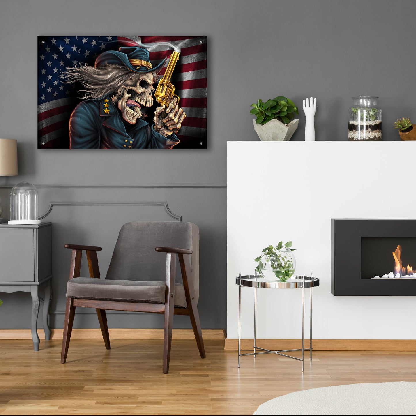 Epic Art 'Yankee Skull General' by Flyland Designs, Acrylic Glass Wall Art,36x24