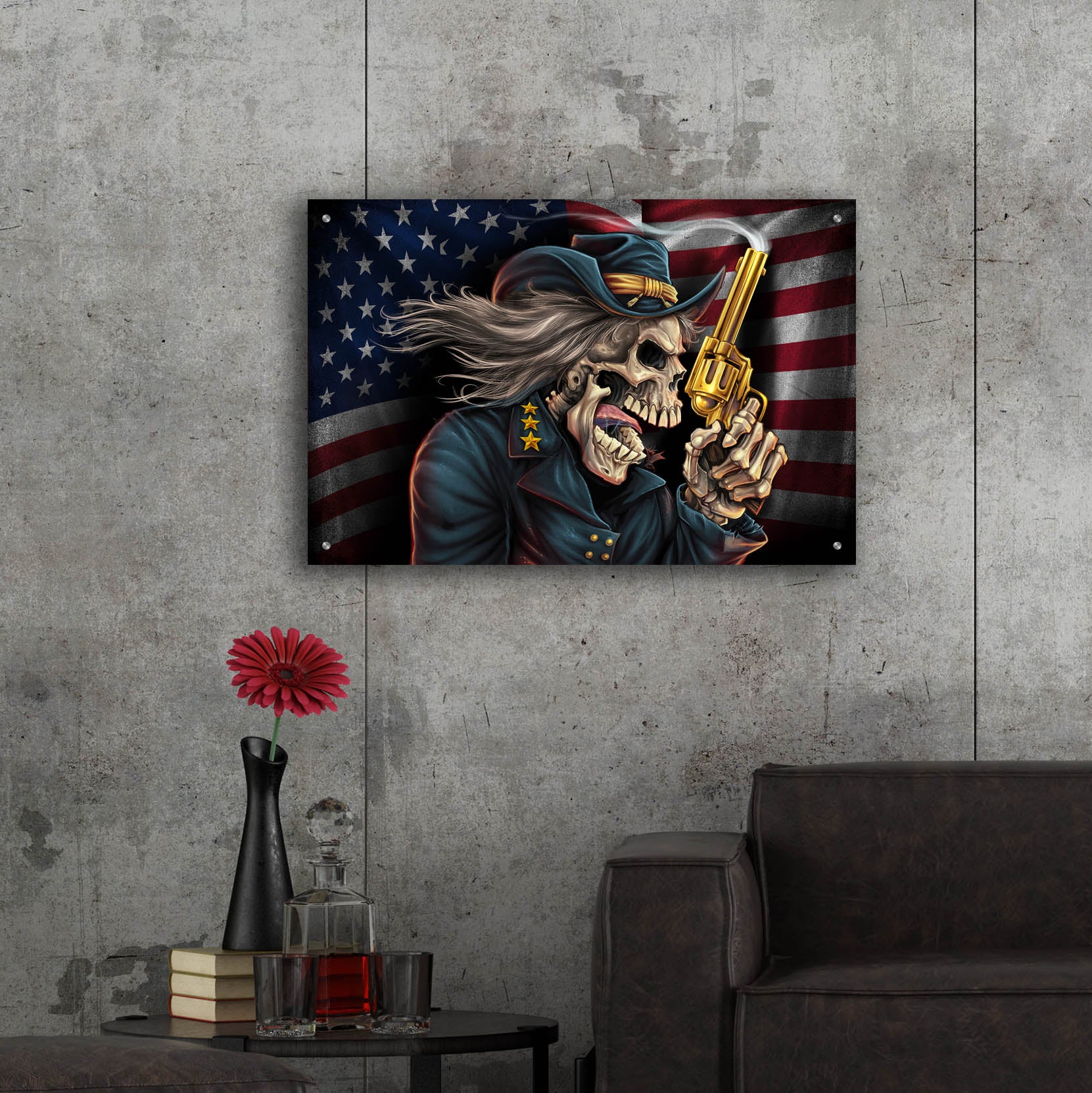 Epic Art 'Yankee Skull General' by Flyland Designs, Acrylic Glass Wall Art,36x24