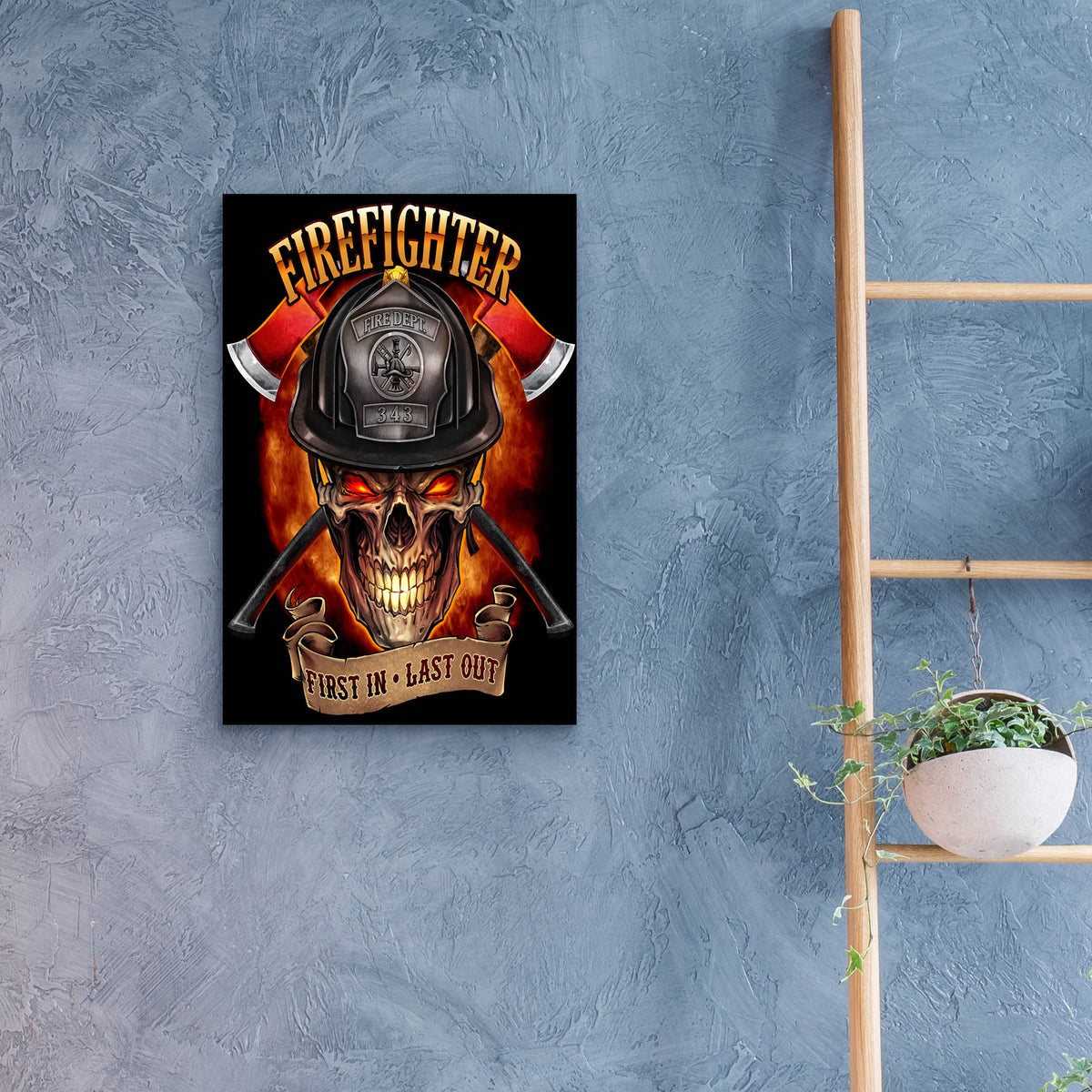Epic Art 'Fire Fighter Skull' by Flyland Designs, Acrylic Glass Wall Art,16x24