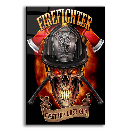Epic Art 'Fire Fighter Skull' by Flyland Designs, Acrylic Glass Wall Art
