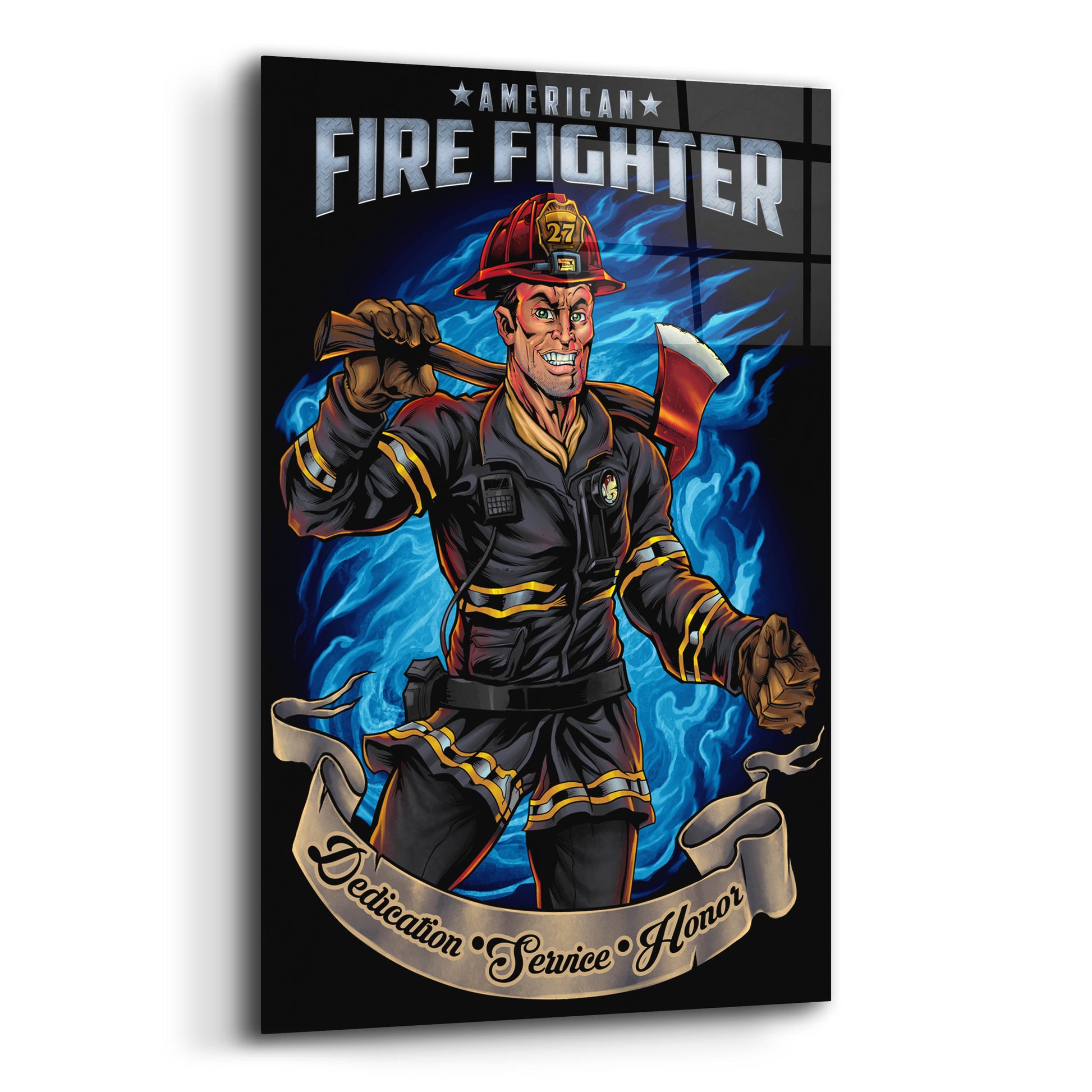 Epic Art 'Firefighter Human Template' by Flyland Designs, Acrylic Glass Wall Art,12x16