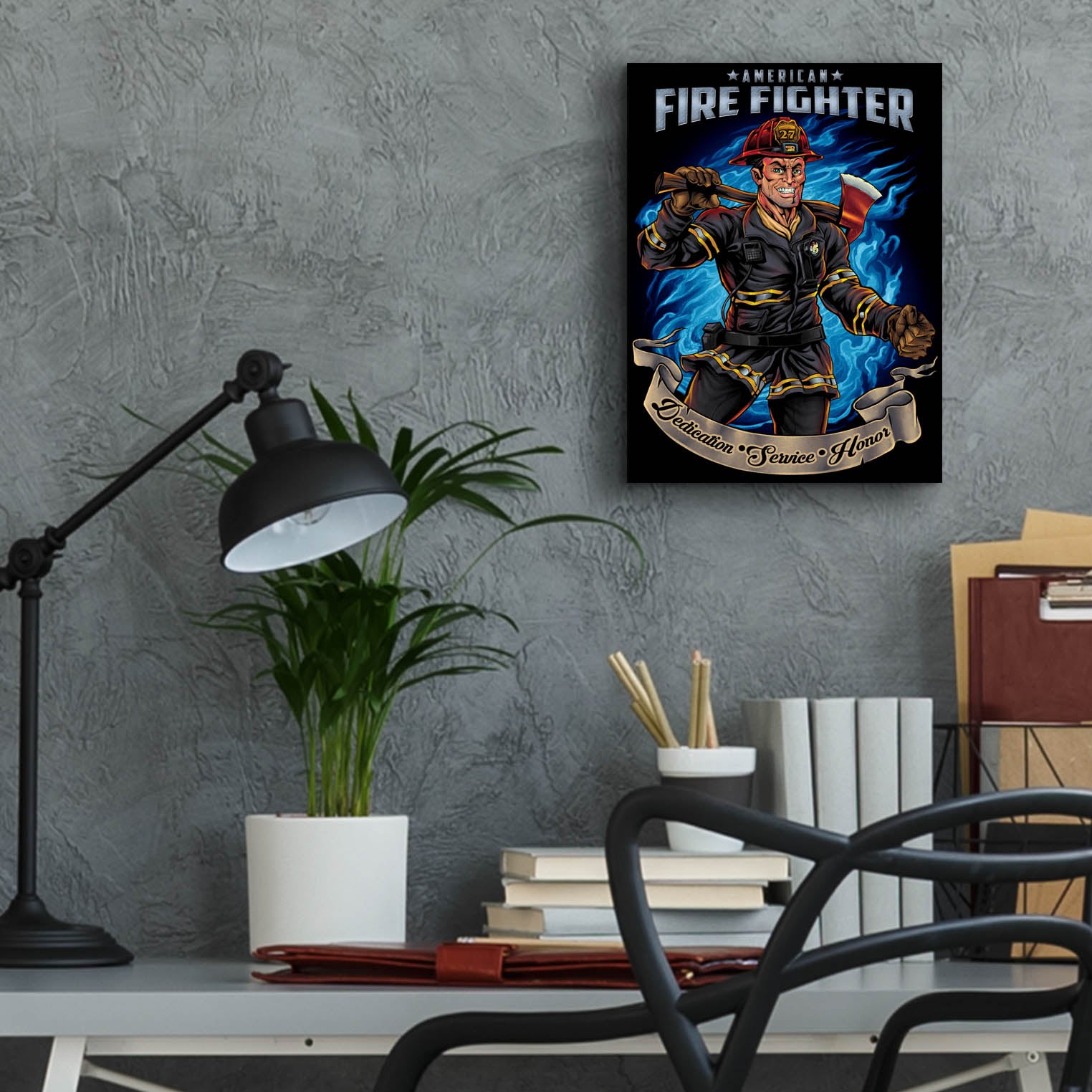 Epic Art 'Firefighter Human Template' by Flyland Designs, Acrylic Glass Wall Art,12x16