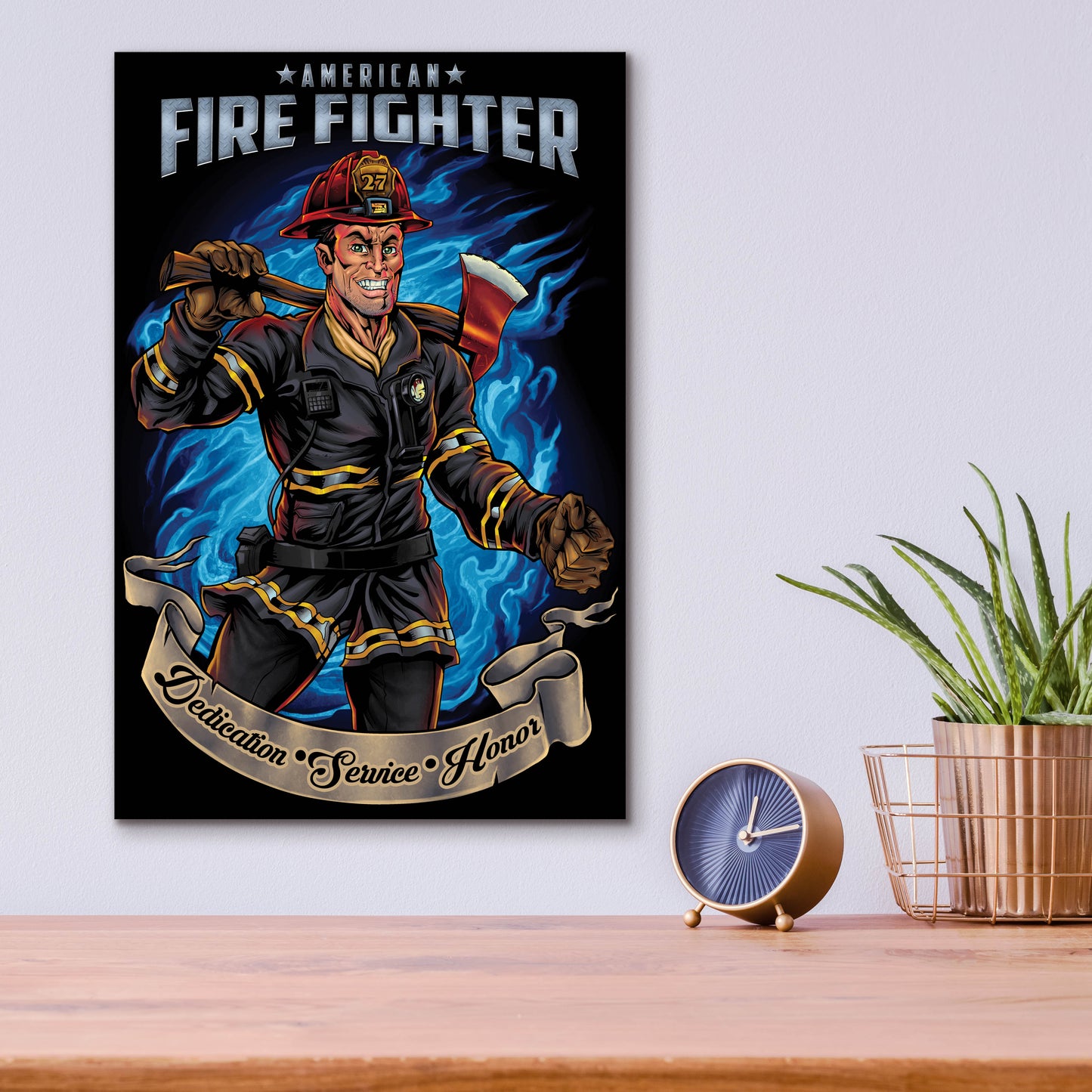 Epic Art 'Firefighter Human Template' by Flyland Designs, Acrylic Glass Wall Art,12x16