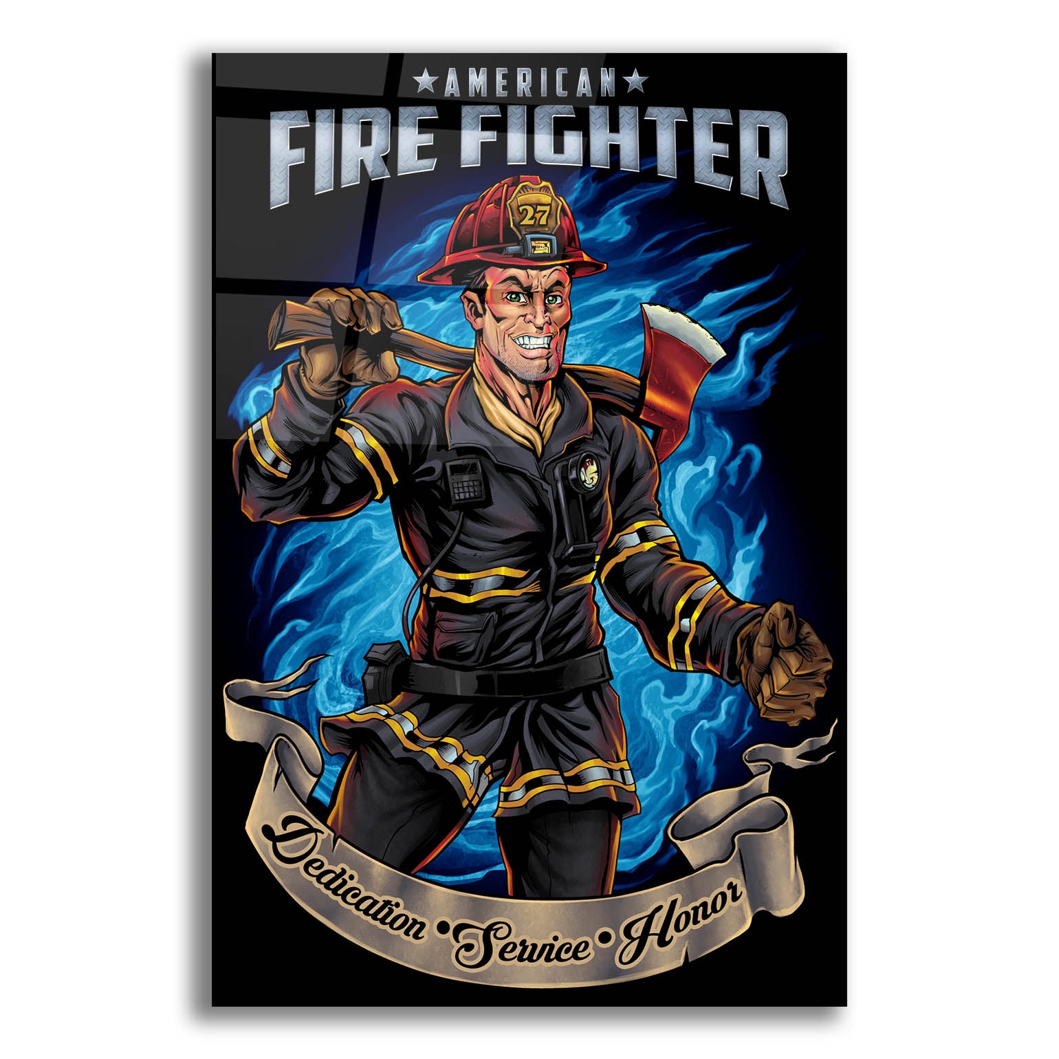 Epic Art 'Firefighter Human Template' by Flyland Designs, Acrylic Glass Wall Art,12x16