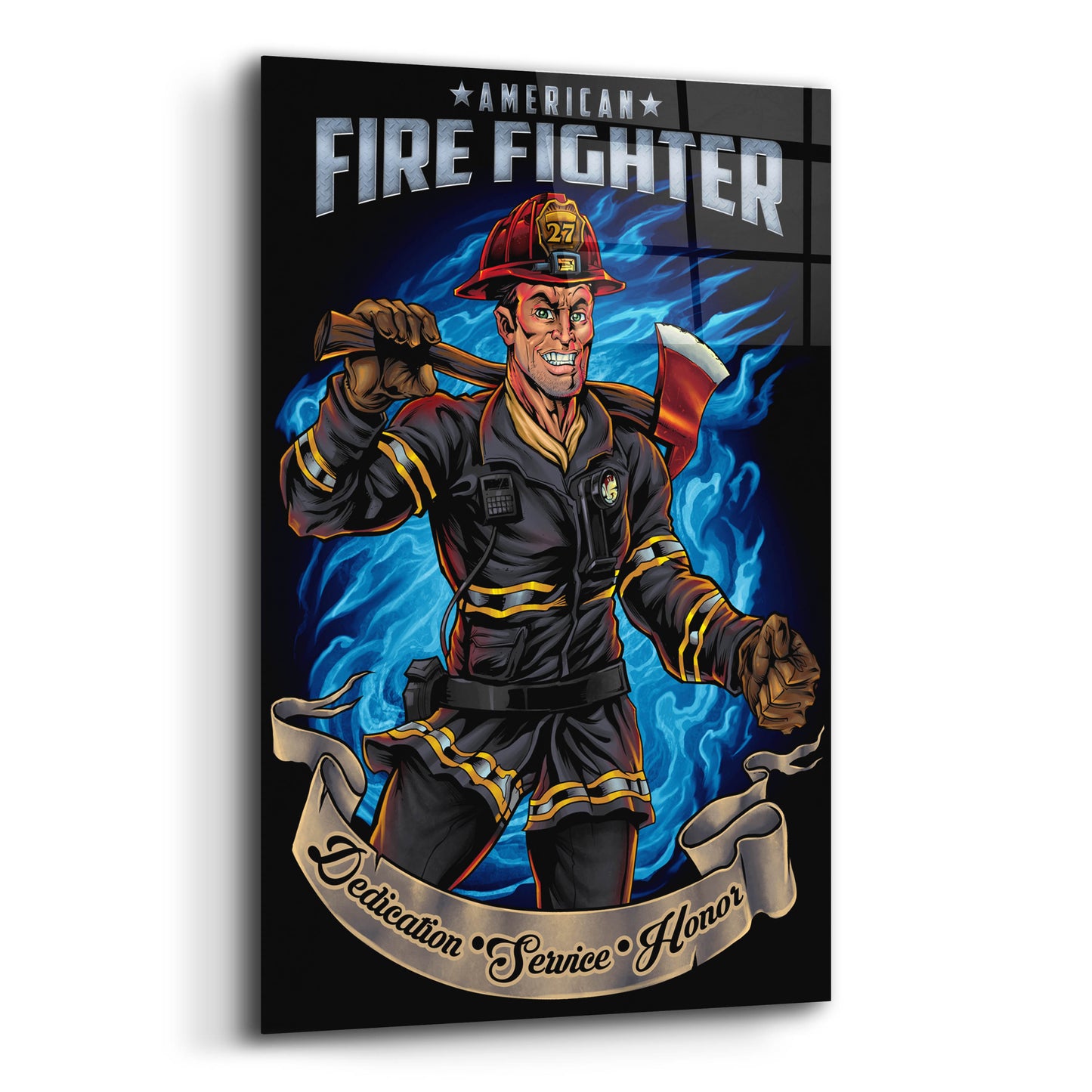 Epic Art 'Firefighter Human Template' by Flyland Designs, Acrylic Glass Wall Art,16x24