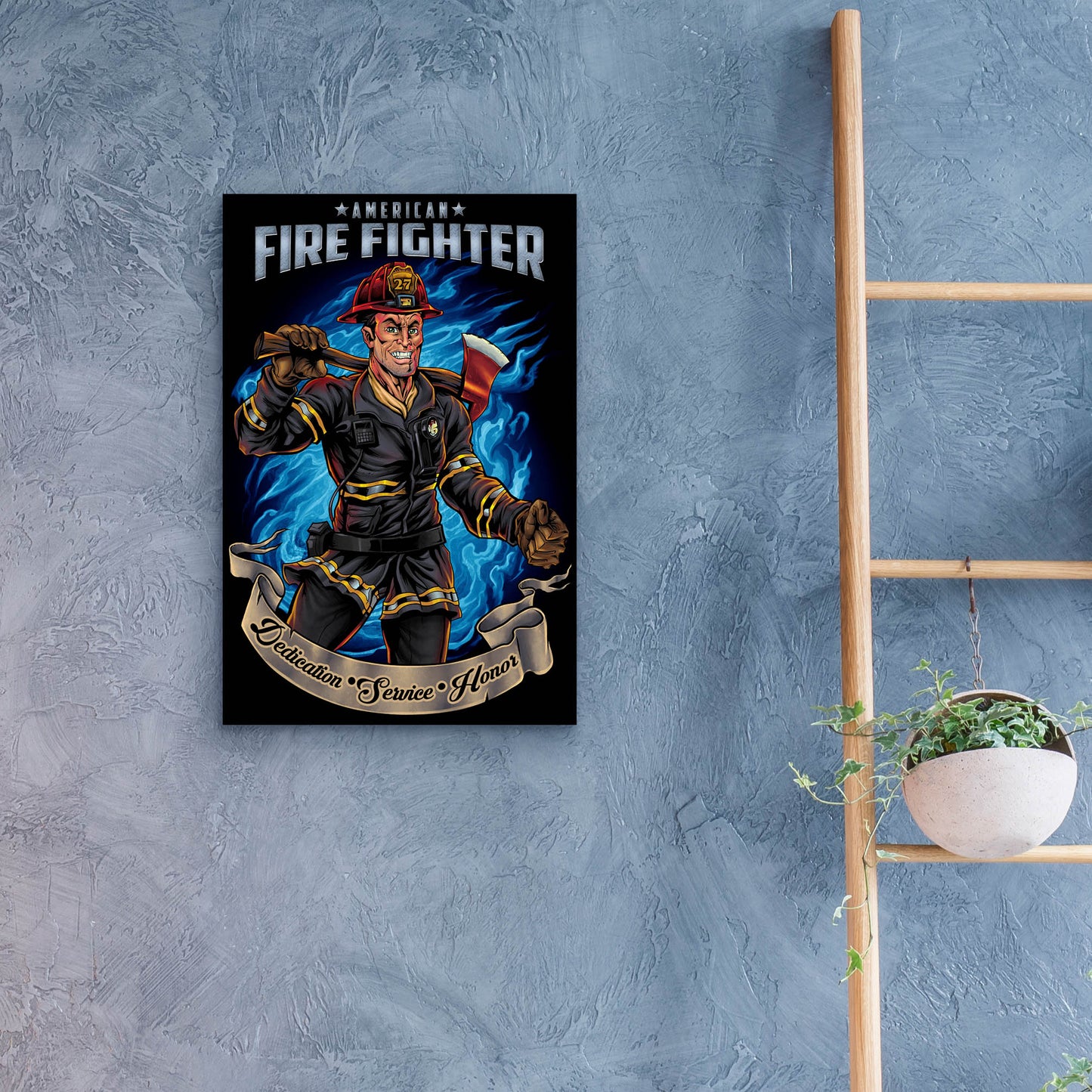 Epic Art 'Firefighter Human Template' by Flyland Designs, Acrylic Glass Wall Art,16x24