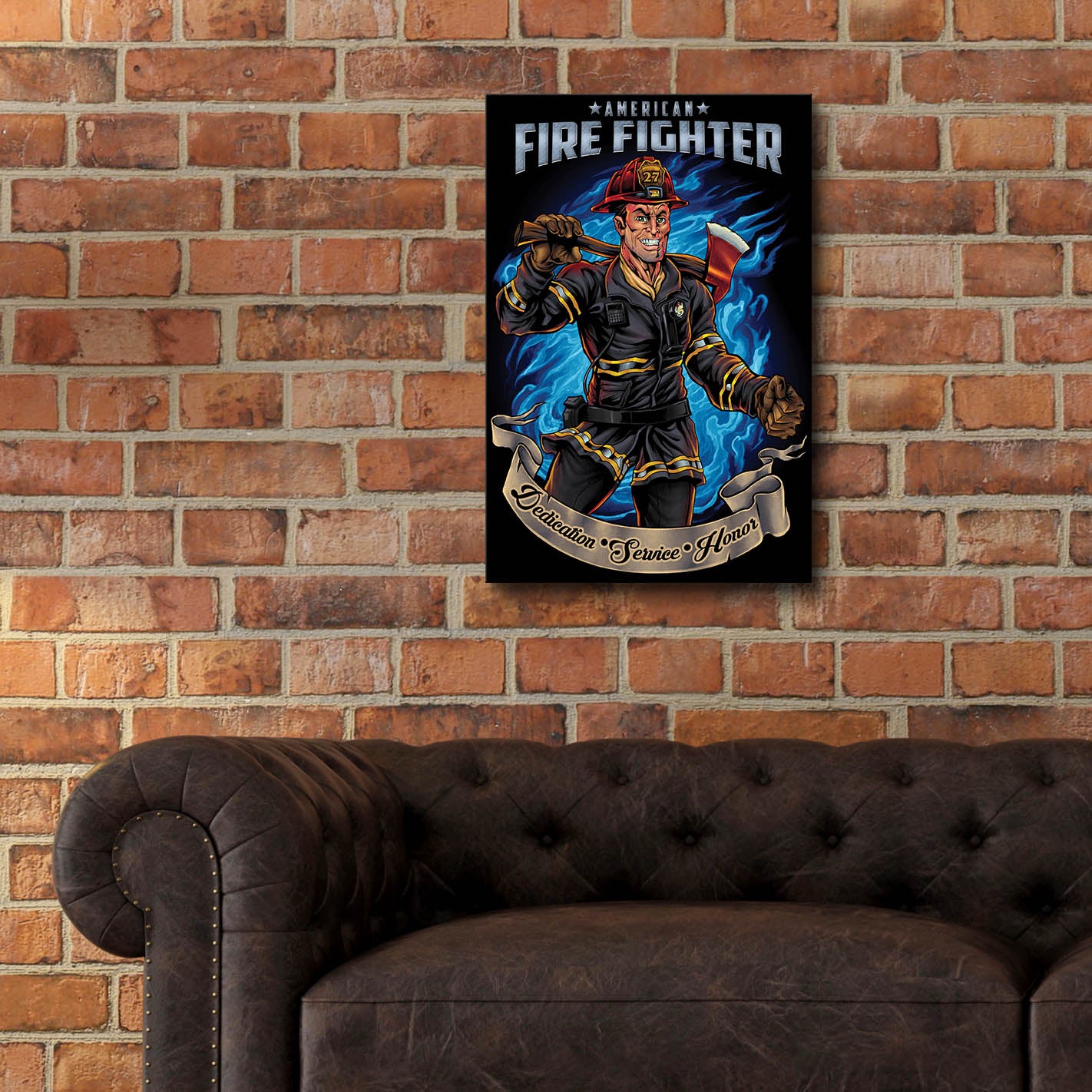 Epic Art 'Firefighter Human Template' by Flyland Designs, Acrylic Glass Wall Art,16x24