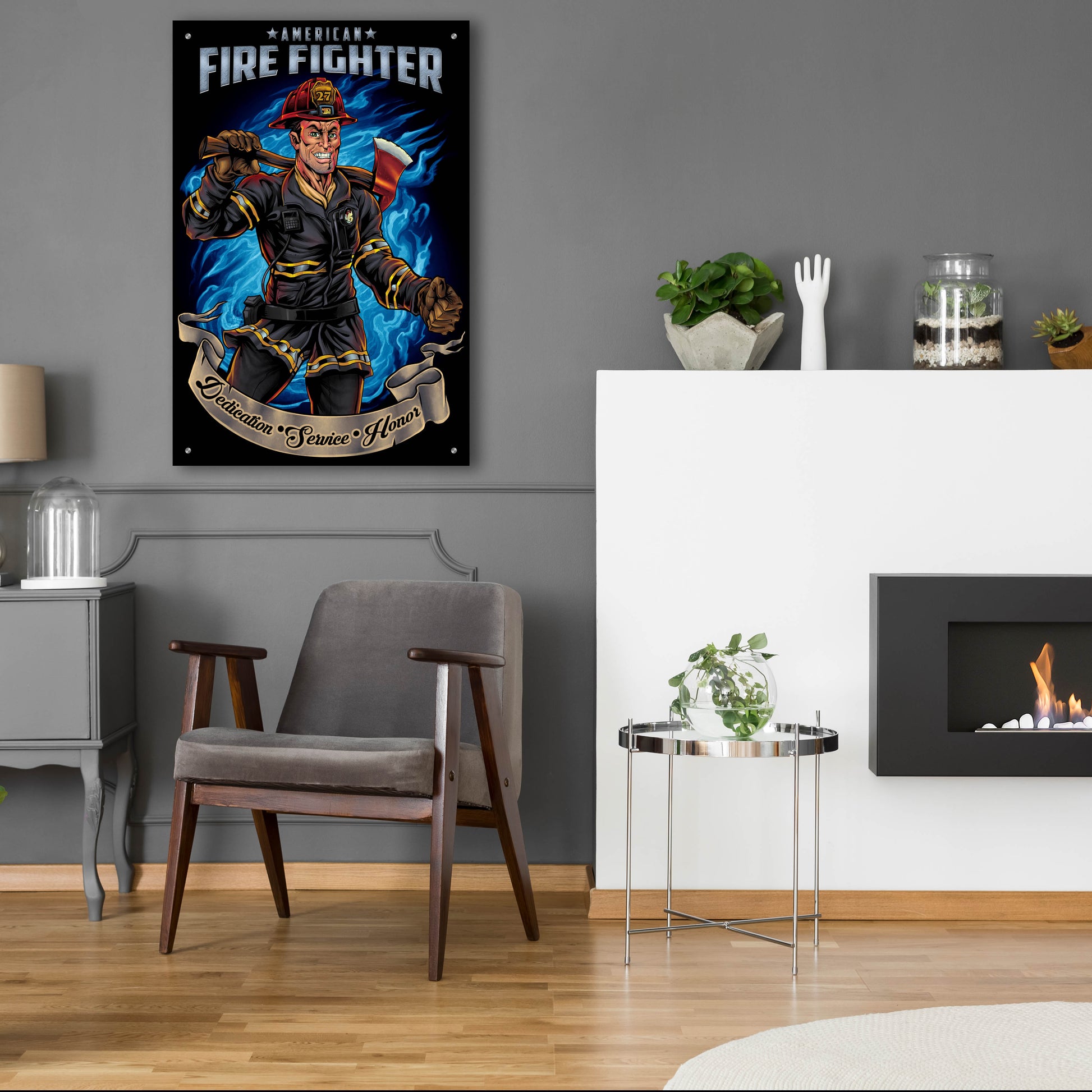 Epic Art 'Firefighter Human Template' by Flyland Designs, Acrylic Glass Wall Art,24x36