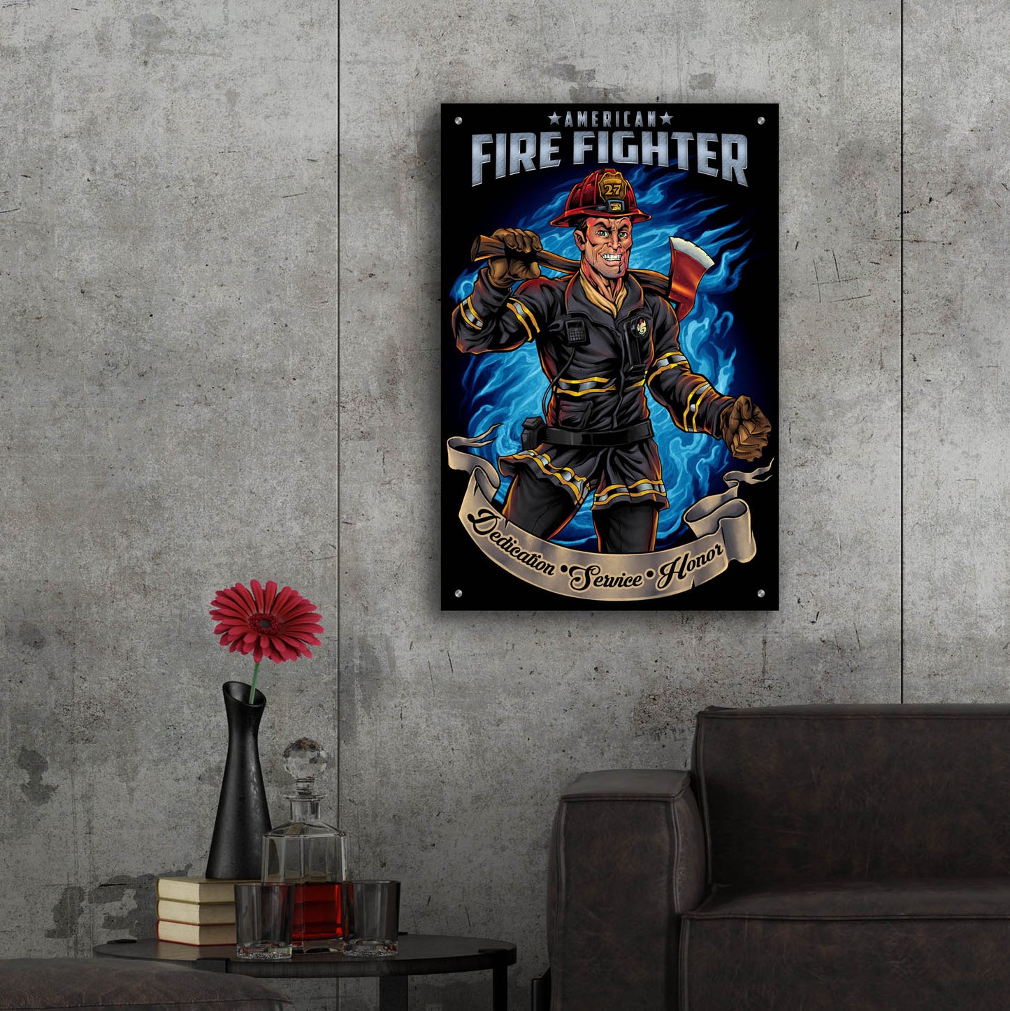 Epic Art 'Firefighter Human Template' by Flyland Designs, Acrylic Glass Wall Art,24x36