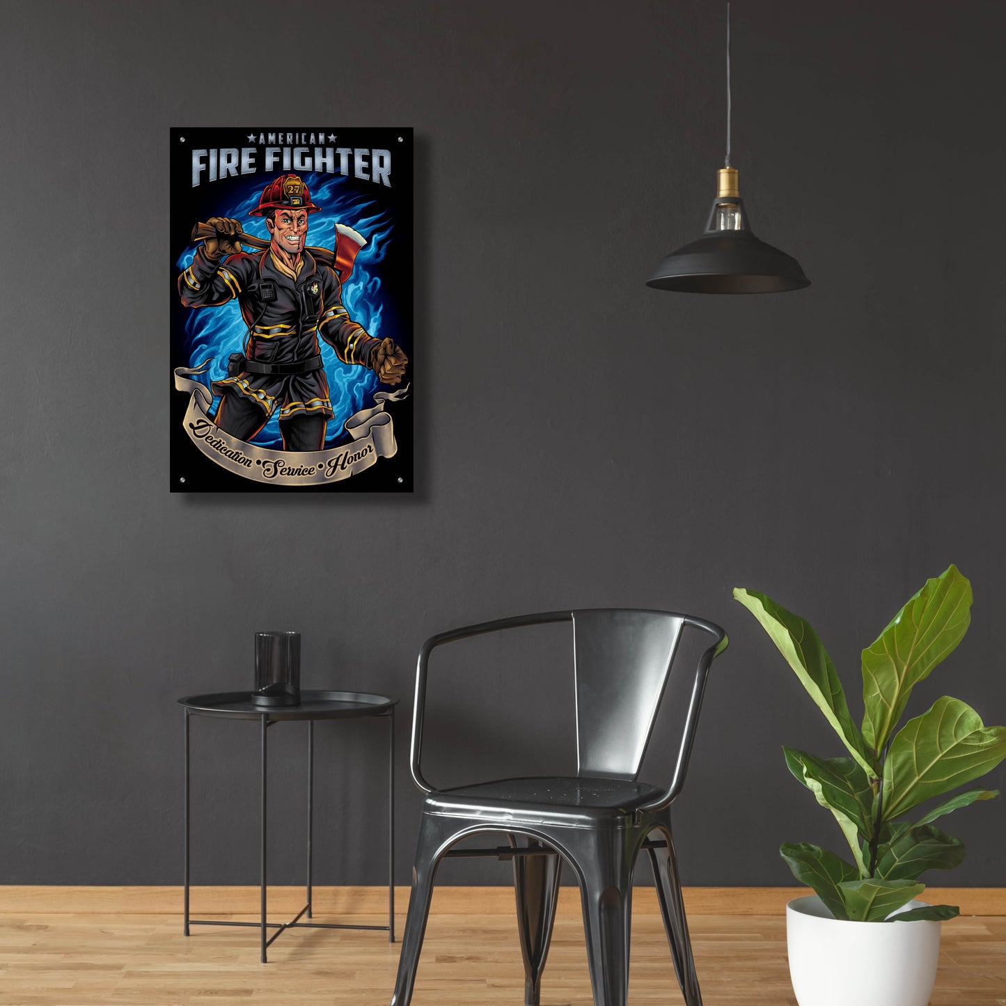 Epic Art 'Firefighter Human Template' by Flyland Designs, Acrylic Glass Wall Art,24x36